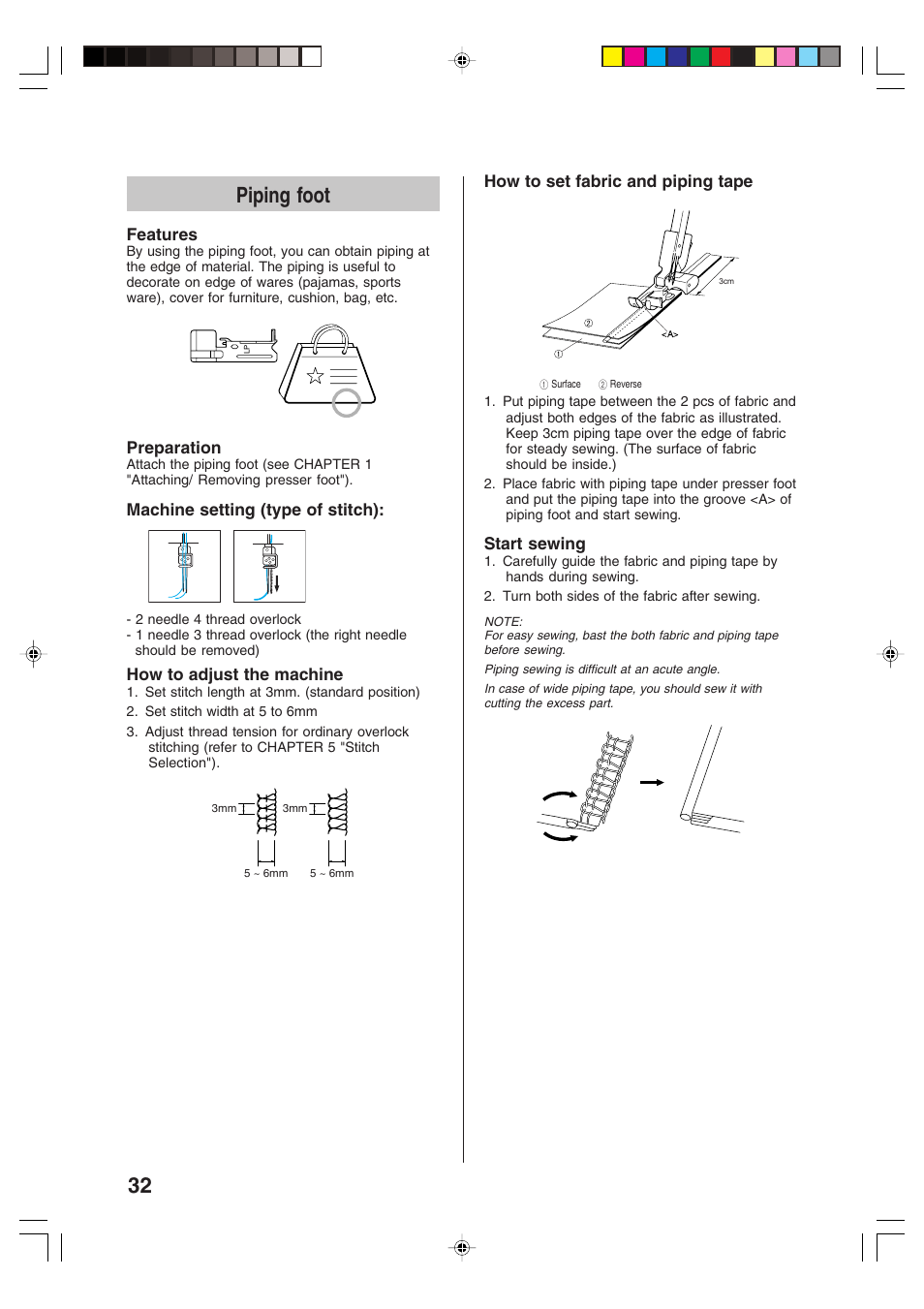 32 piping foot | Brother 3034D User Manual | Page 34 / 76