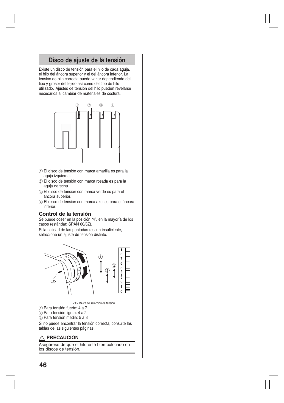 46 disco de ajuste de la tensión | Brother 3034D User Manual | Page 48 / 76