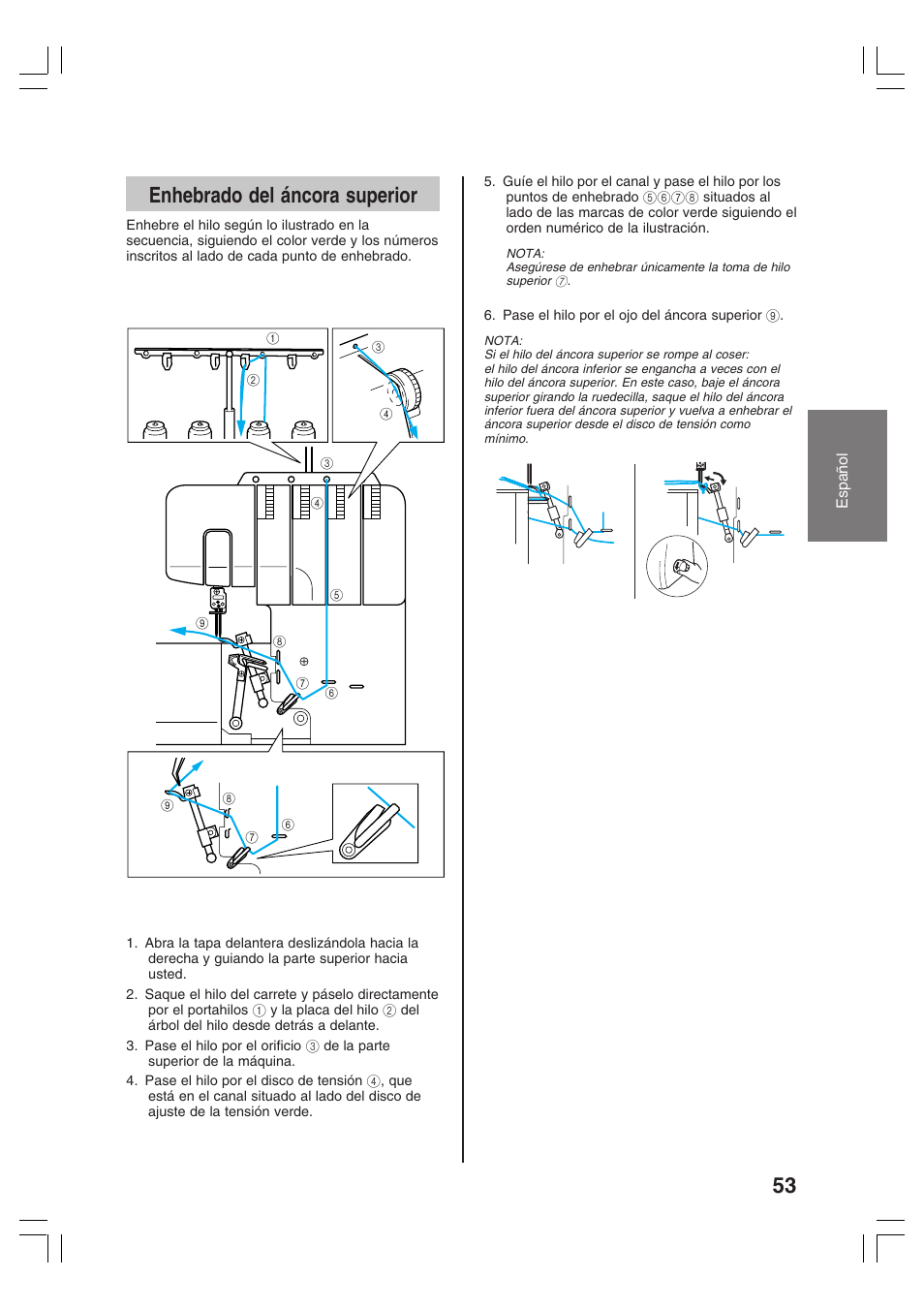 Enhebrado del áncora superior | Brother 3034D User Manual | Page 55 / 76