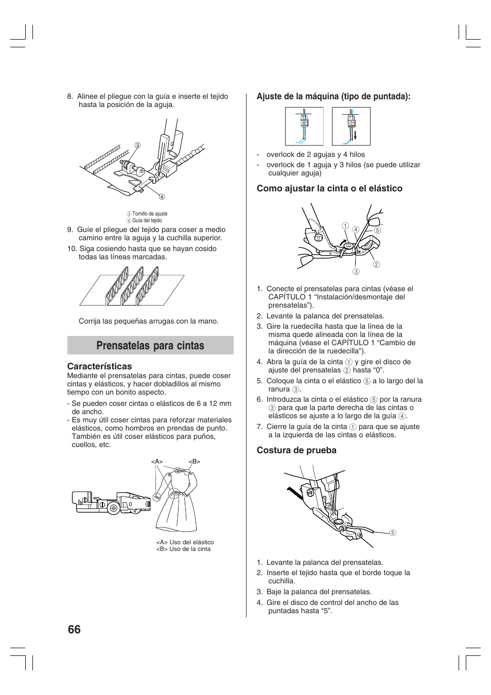 Prensatelas para cintas | Brother 3034D User Manual | Page 68 / 76