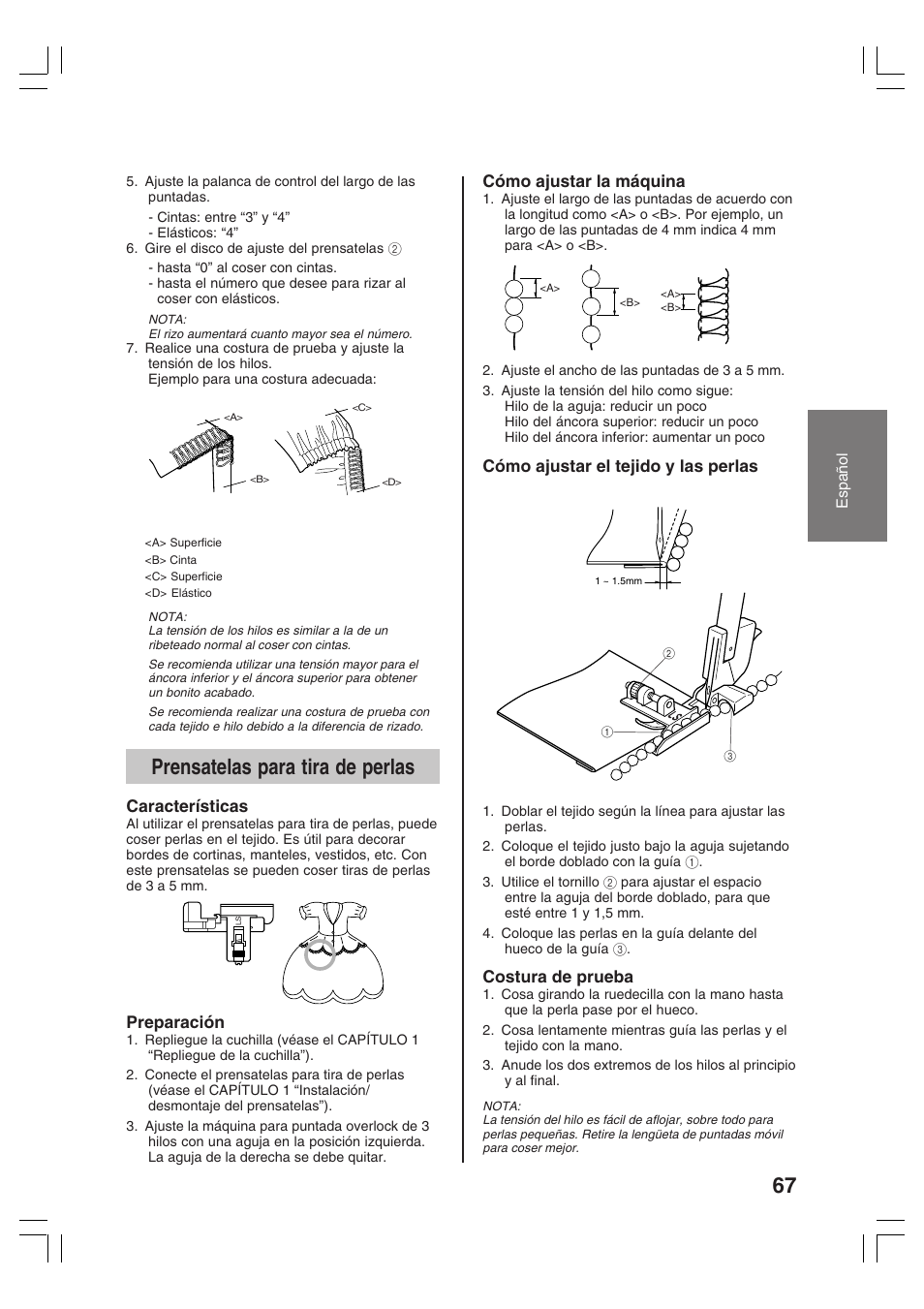 Prensatelas para tira de perlas | Brother 3034D User Manual | Page 69 / 76