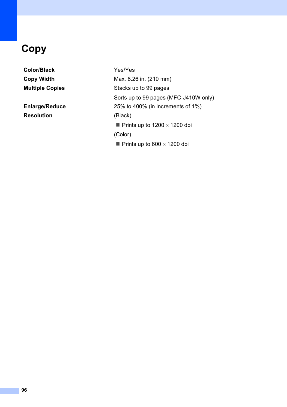 Copy | Brother MFC-J410W User Manual | Page 110 / 122