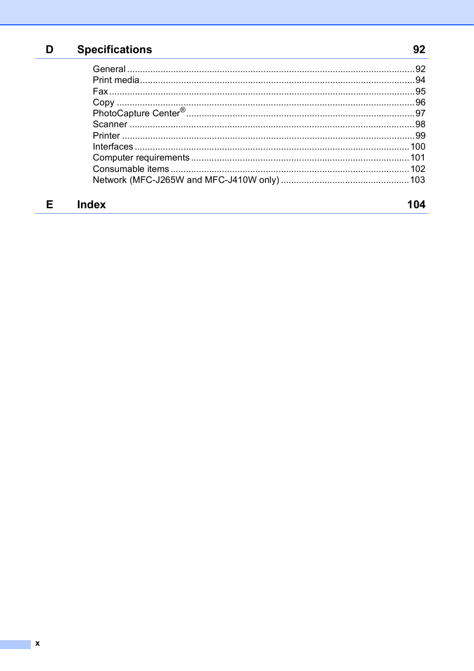 Brother MFC-J410W User Manual | Page 12 / 122