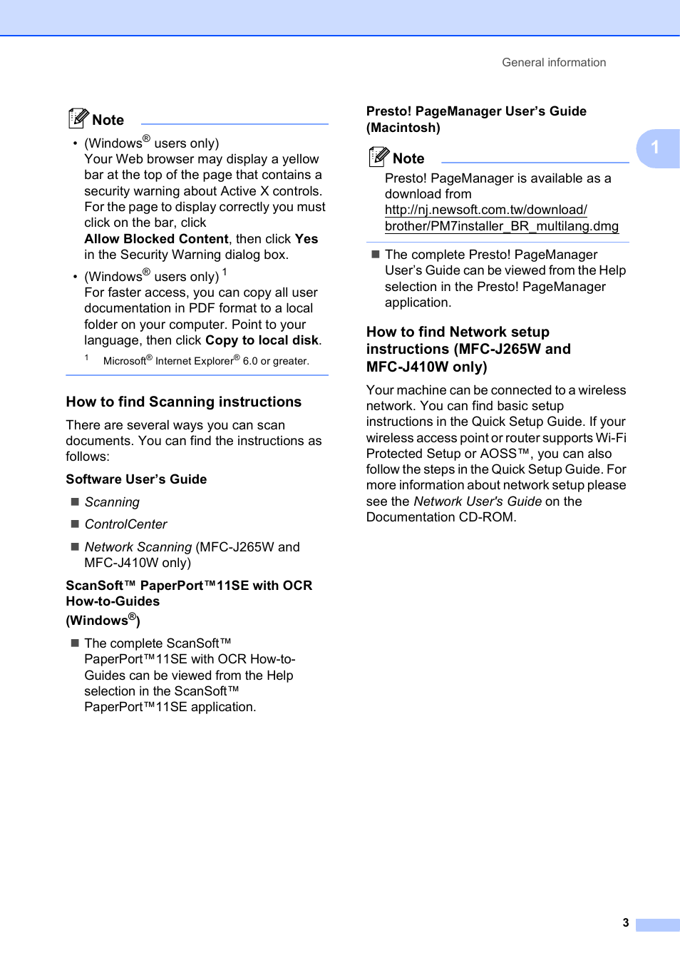 How to find scanning instructions | Brother MFC-J410W User Manual | Page 17 / 122