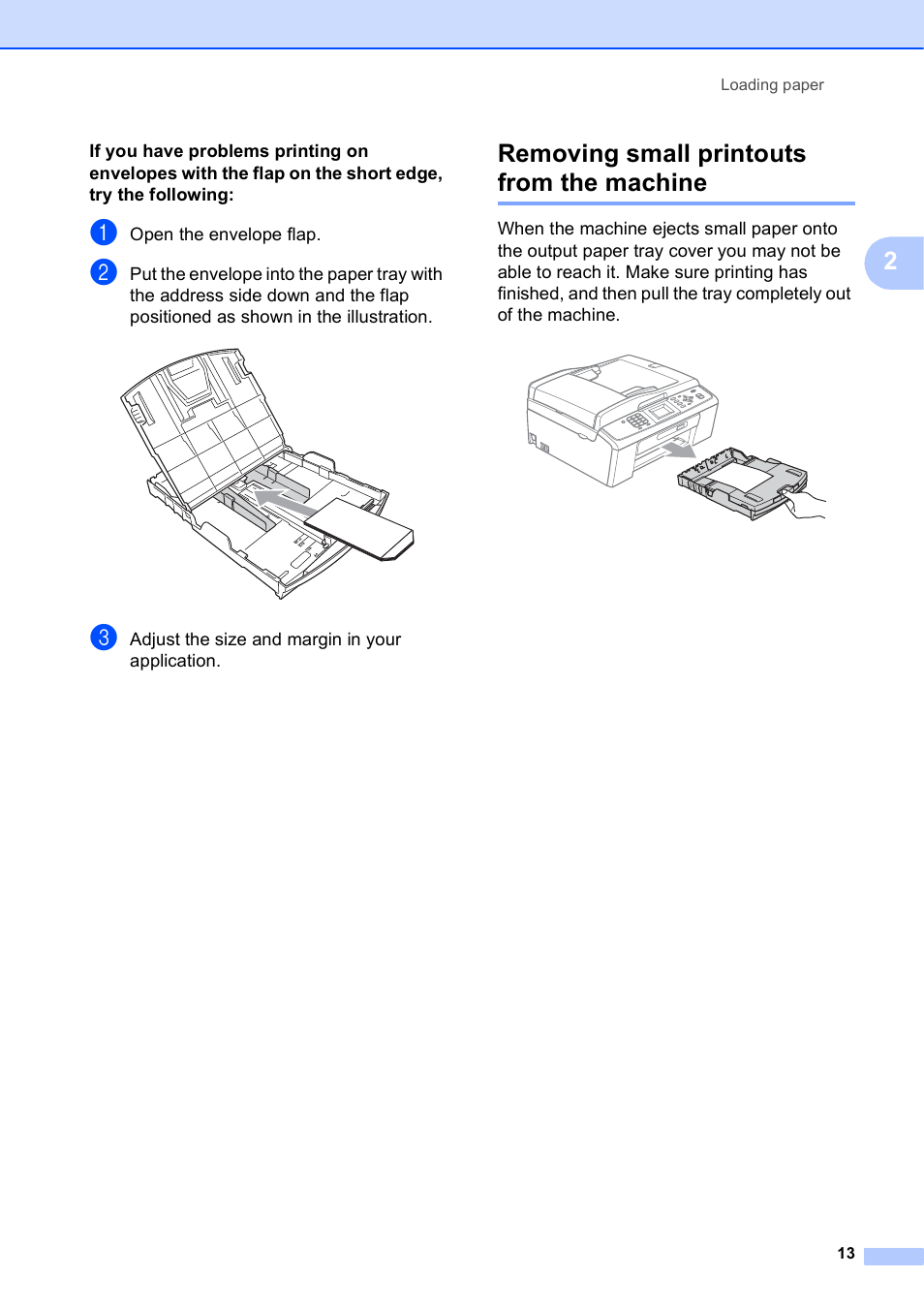 Removing small printouts from the machine | Brother MFC-J410W User Manual | Page 27 / 122