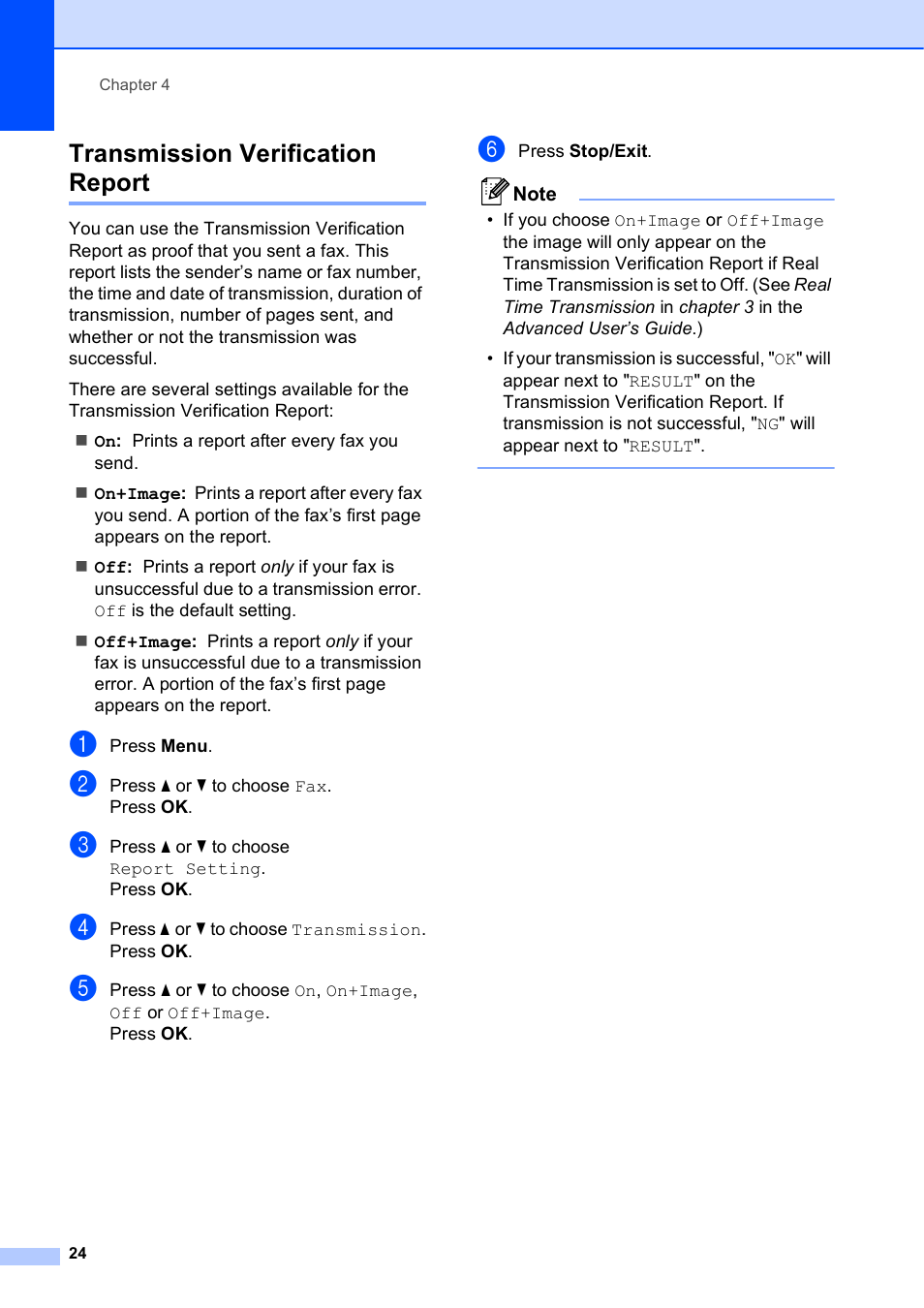 Transmission verification report | Brother MFC-J410W User Manual | Page 38 / 122