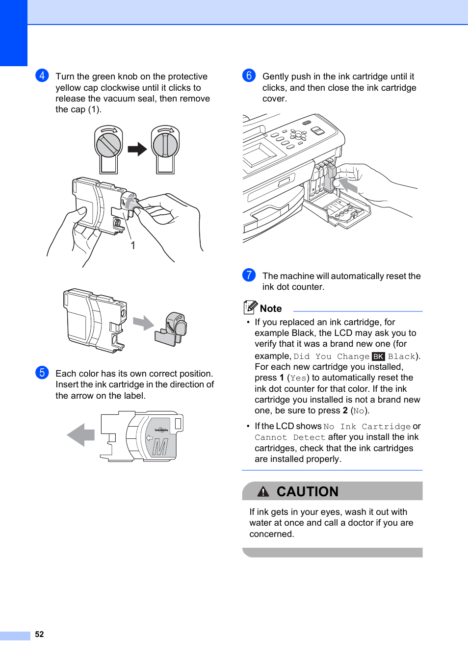 Caution | Brother MFC-J410W User Manual | Page 66 / 122