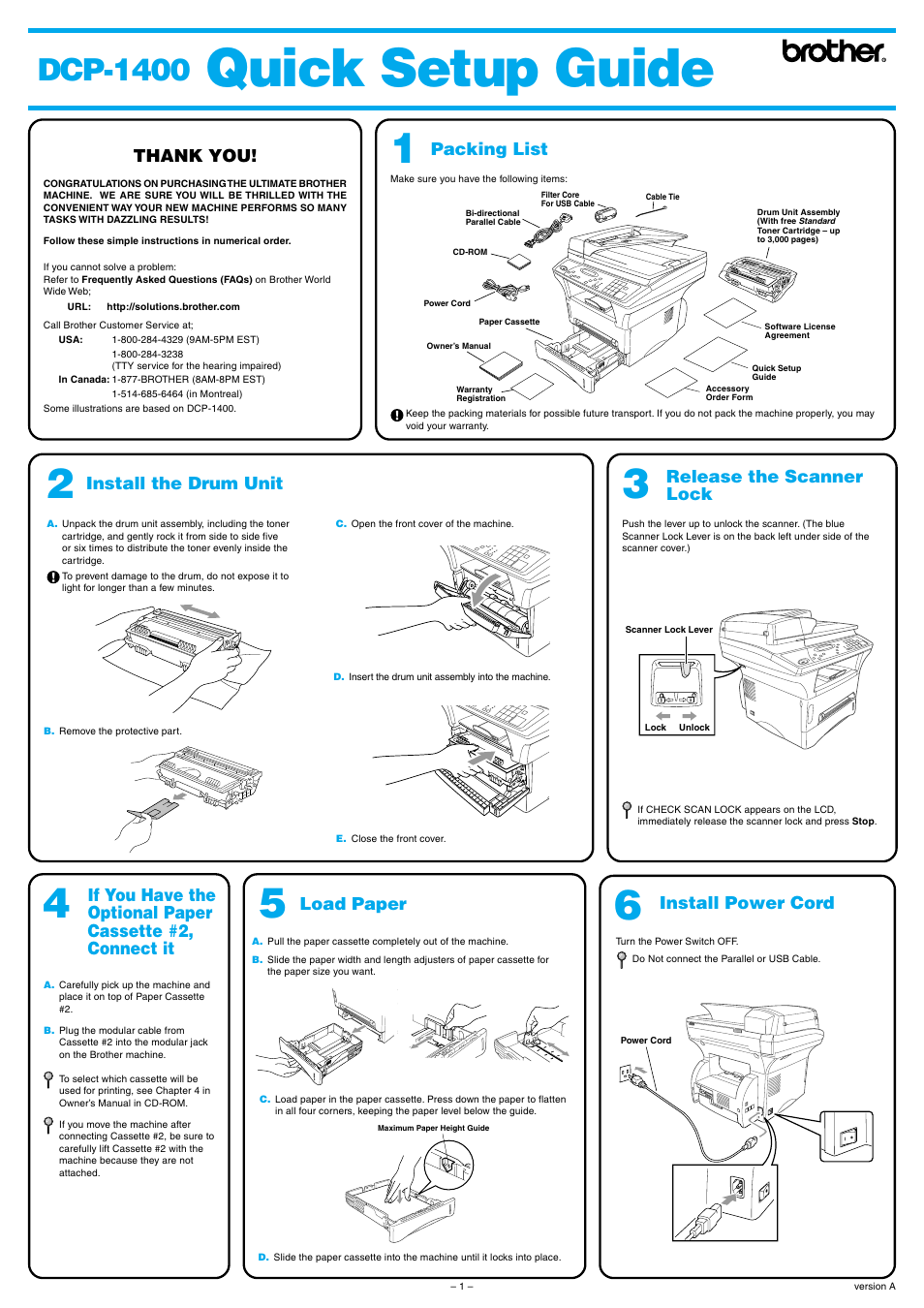 Brother DCP-1400 User Manual | 4 pages