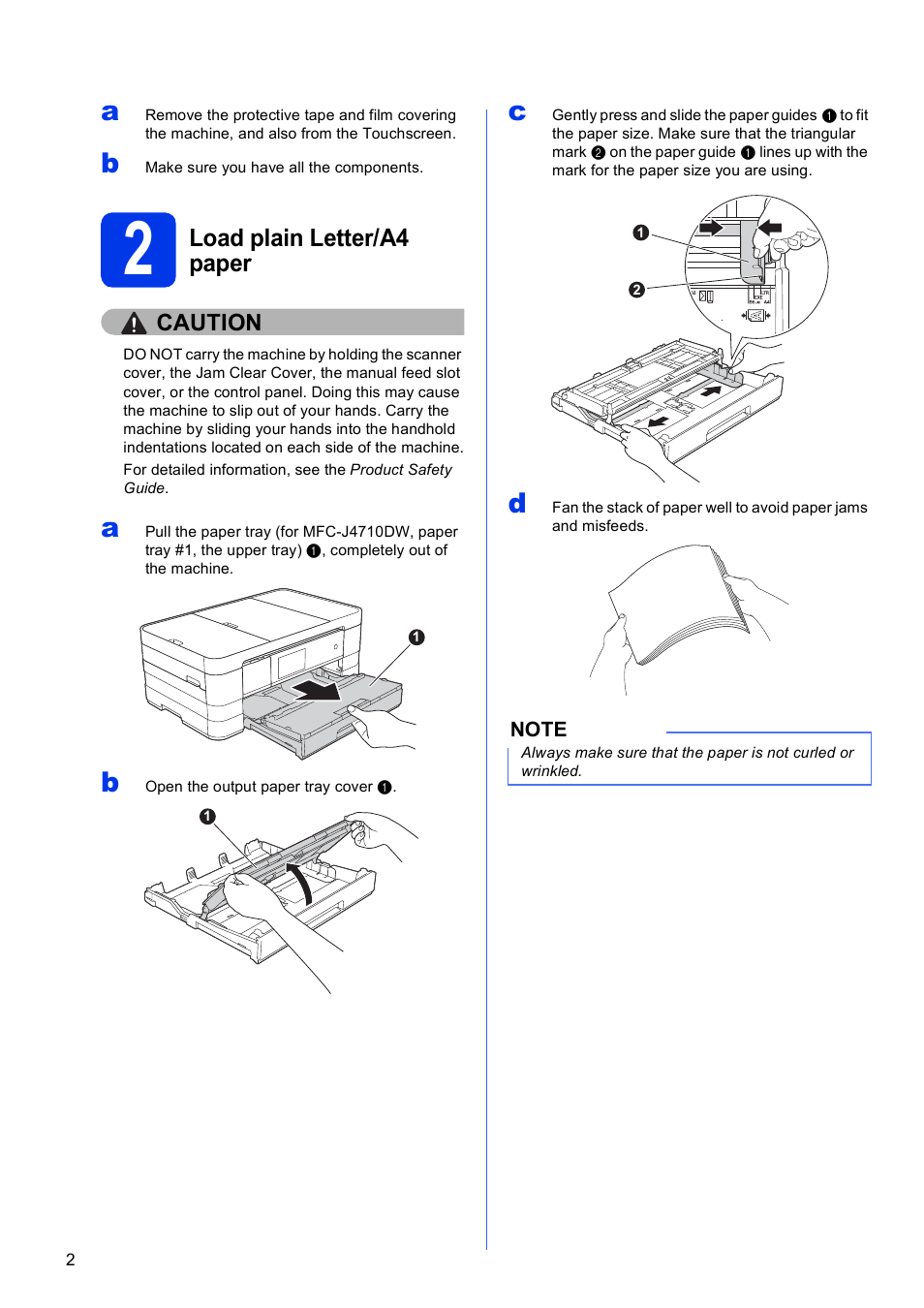 2 load plain letter/a4 paper | Brother MFC-J4710DW User Manual | Page 2 / 46