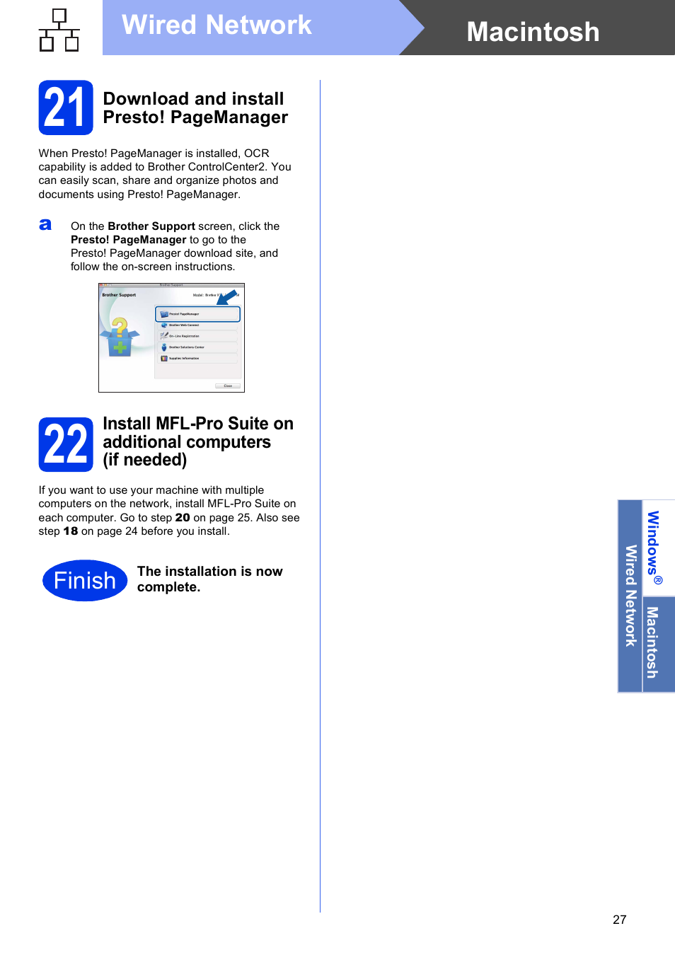 Macintosh wired network, Finish | Brother MFC-J4710DW User Manual | Page 27 / 46