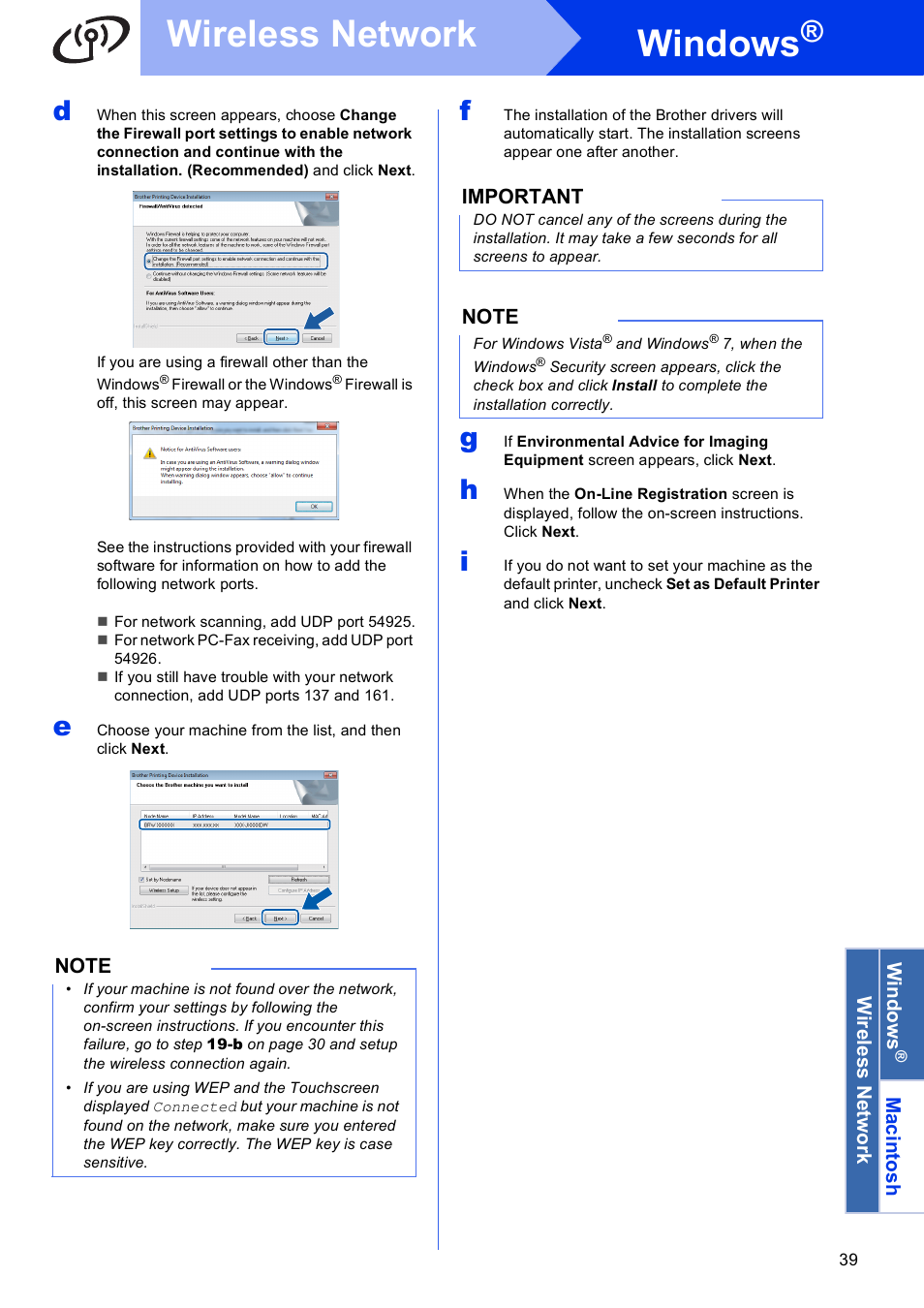 Windows, Wireless network | Brother MFC-J4710DW User Manual | Page 39 / 46