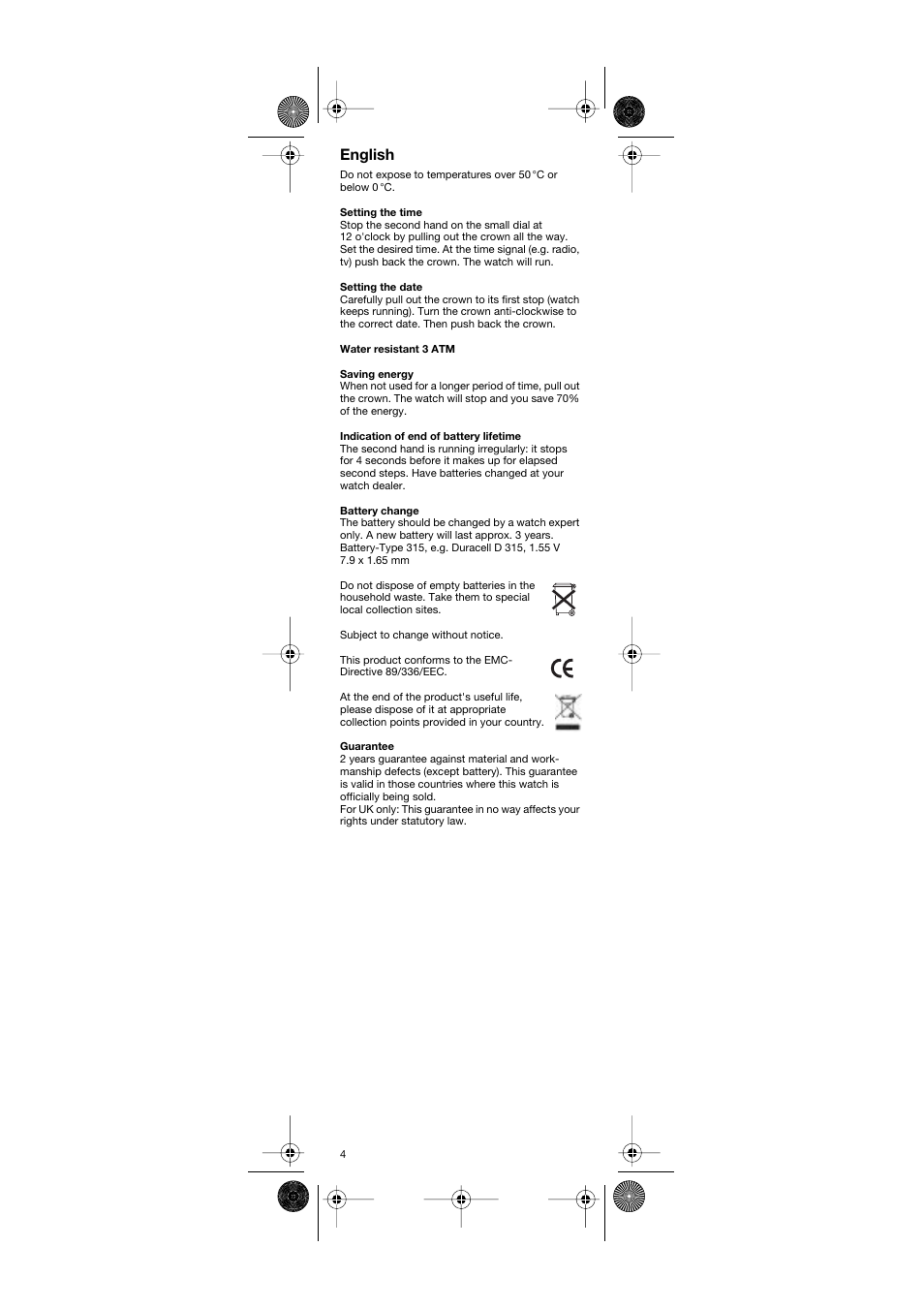 English | Braun AW55 User Manual | Page 4 / 10