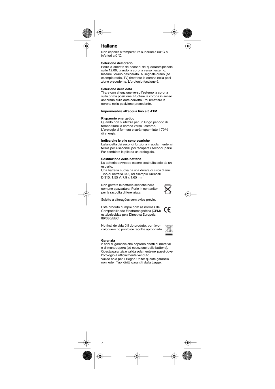 Italiano | Braun AW55 User Manual | Page 7 / 10