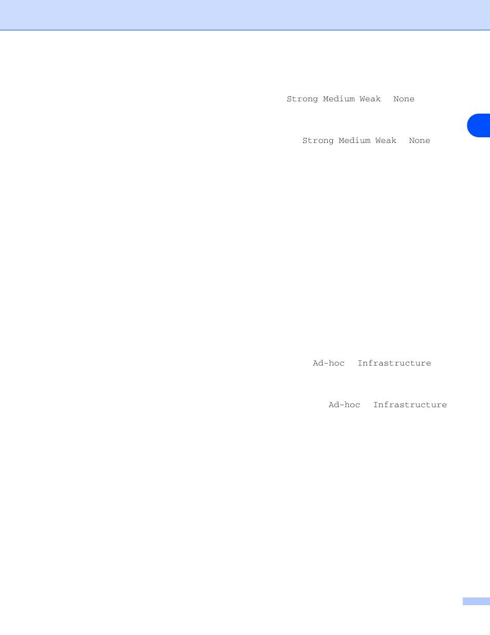 Signal, Ssid, Comm.mode | Signal ssid comm.mode | Brother MFC-8870DW User Manual | Page 89 / 170