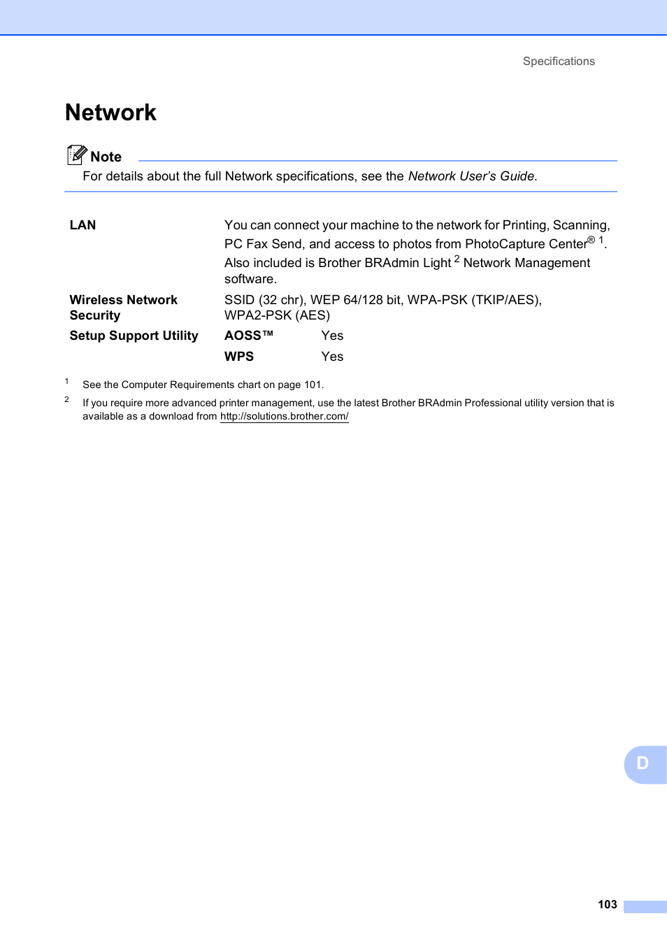 Network | Brother MFC-J270W User Manual | Page 117 / 122