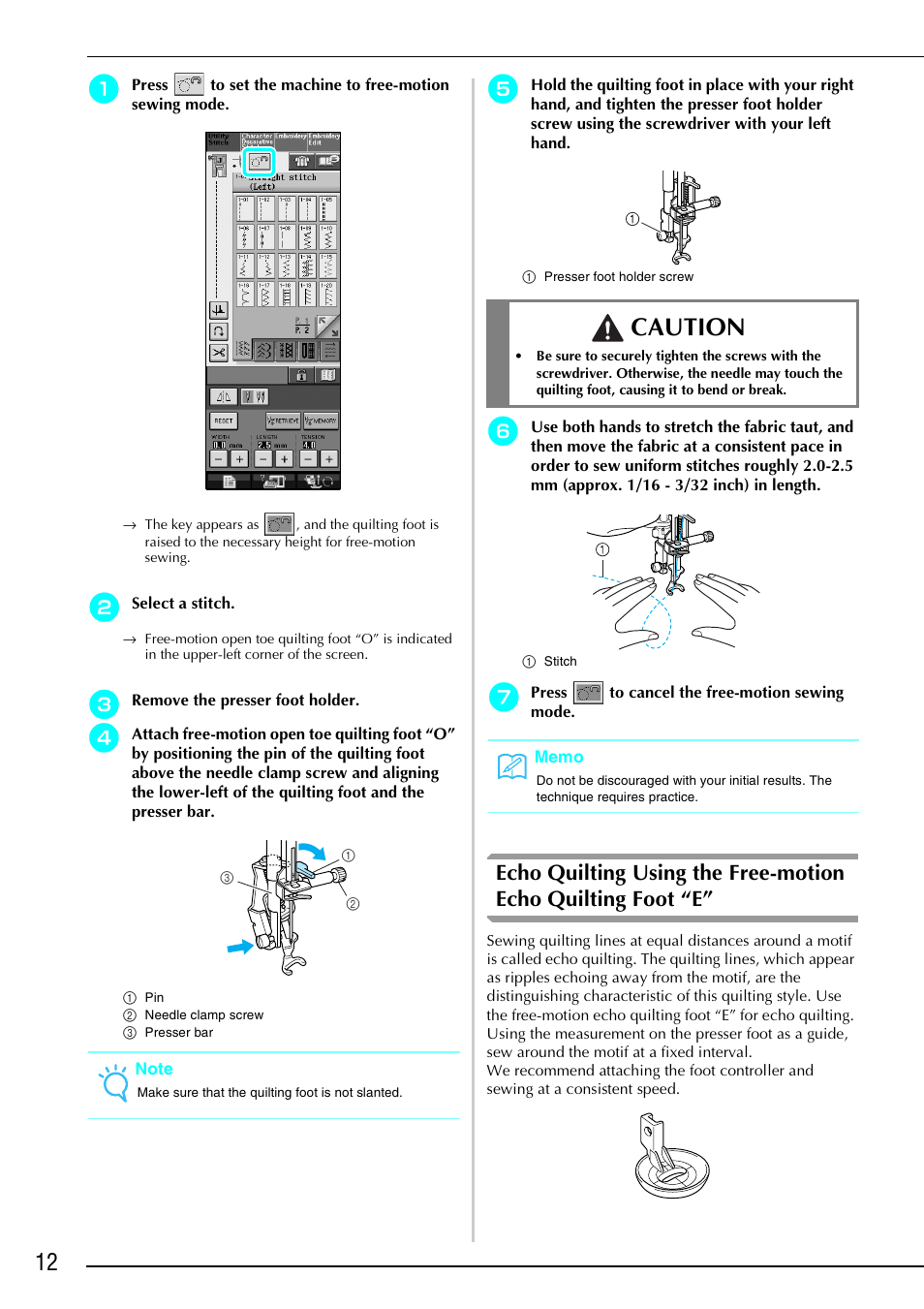 Caution | Brother Innov-is 4000D 4000 User Manual | Page 13 / 17