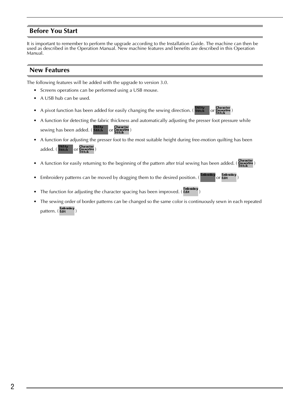 Before you start, New features, Before you start new features | Brother Innov-is 4000D 4000 User Manual | Page 3 / 17