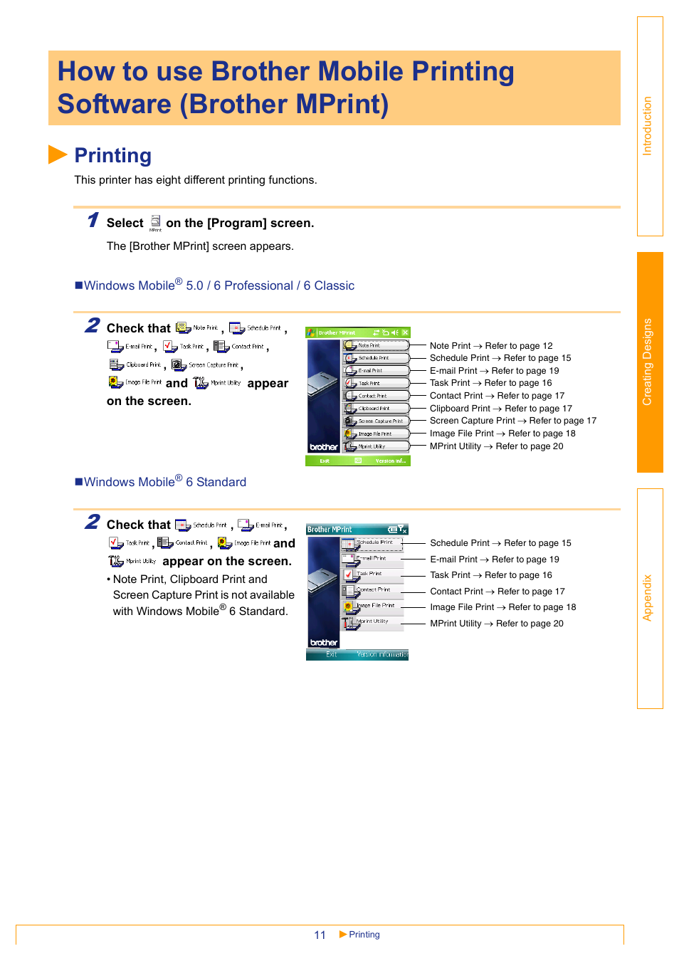 Printing | Brother MW-145BT User Manual | Page 11 / 25