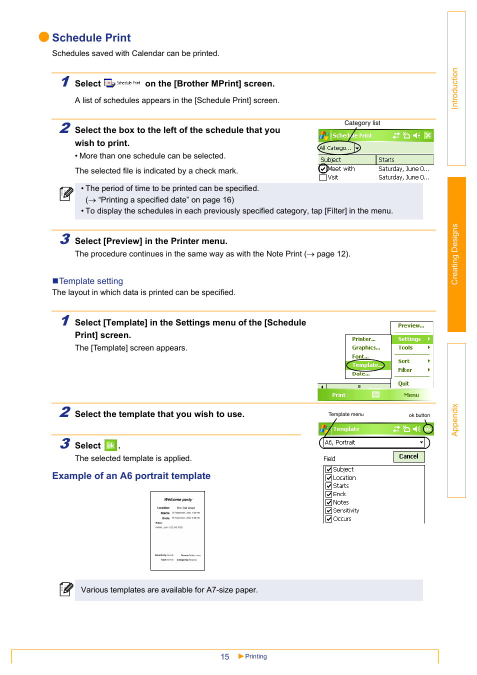 Schedule print | Brother MW-145BT User Manual | Page 15 / 25