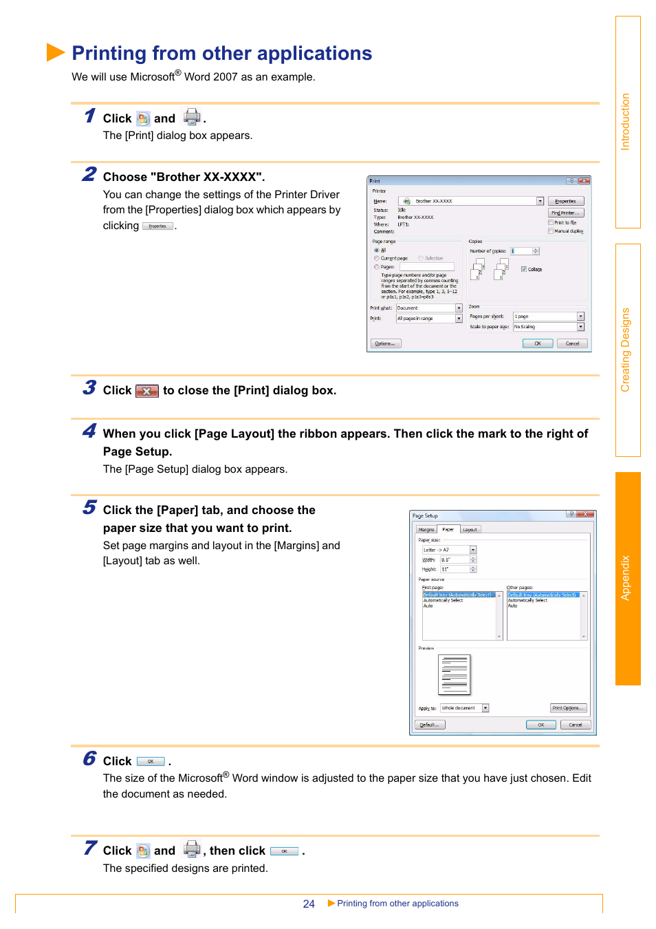 Printing from other applications | Brother MW-145BT User Manual | Page 24 / 25