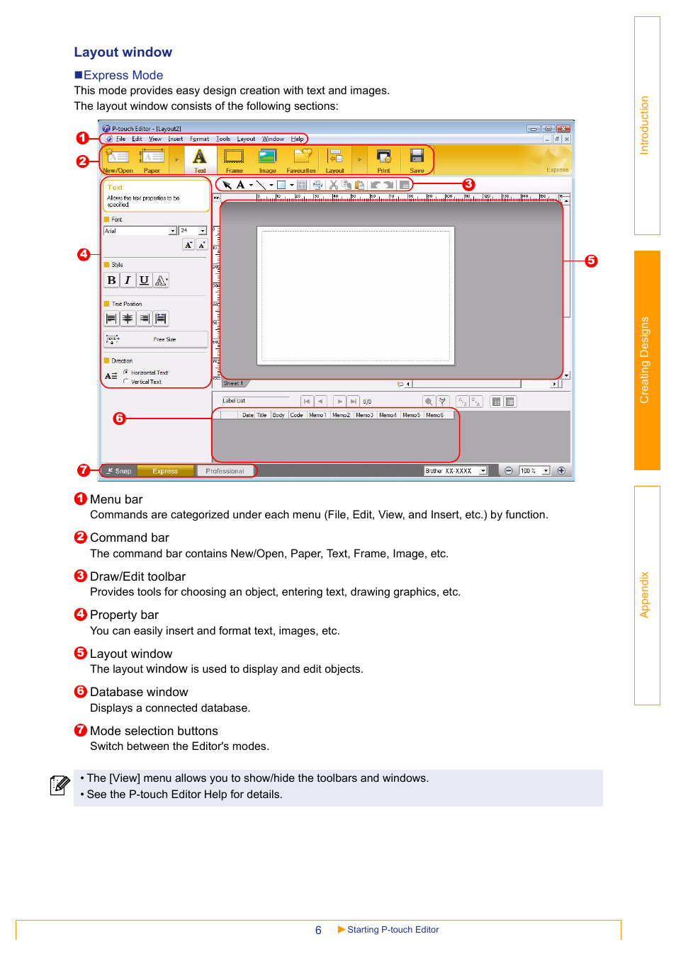 Layout window | Brother MW-145BT User Manual | Page 6 / 25