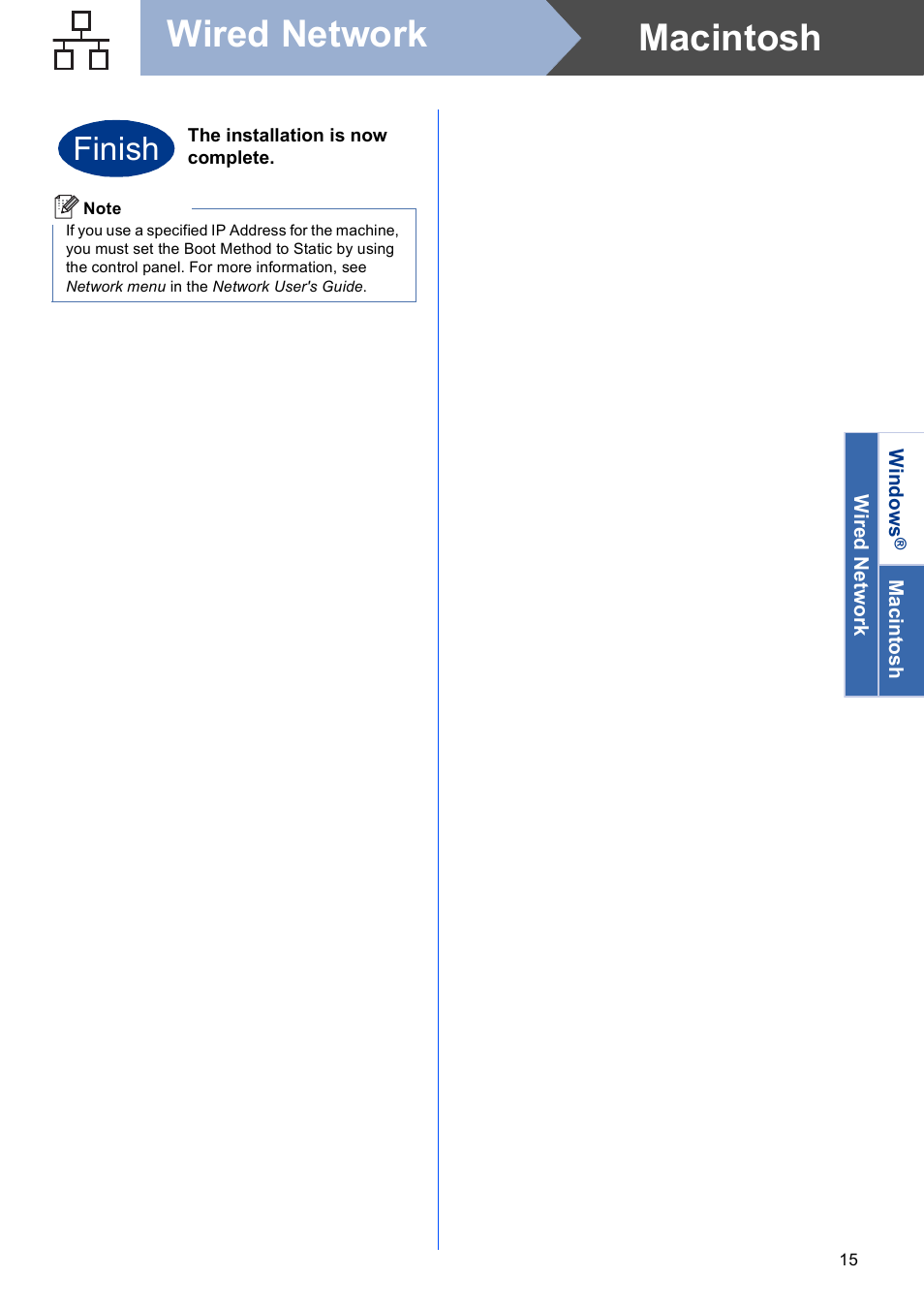 Macintosh wired network, Finish | Brother HL-4570CDW User Manual | Page 15 / 28