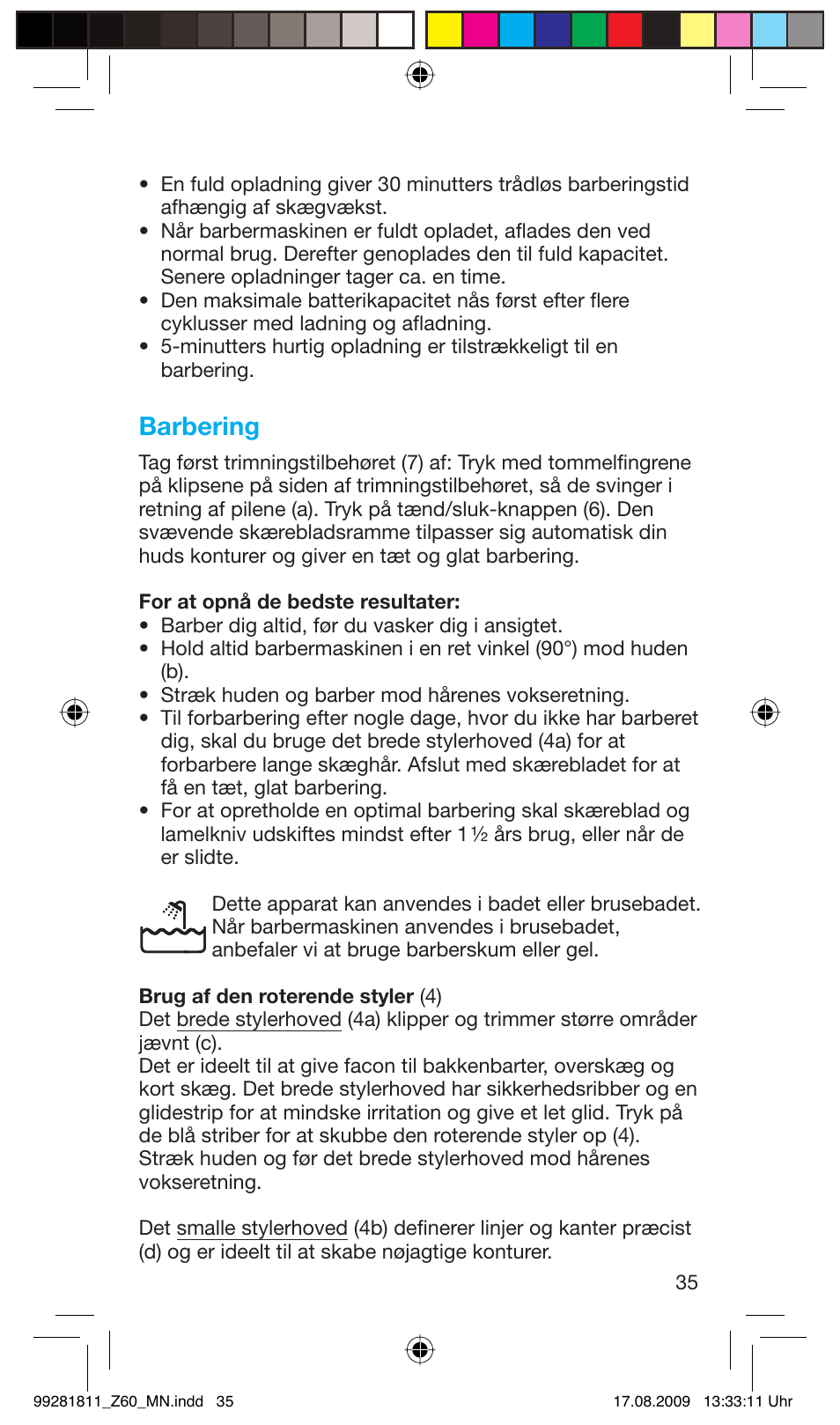 Barbering | Braun Z60 Cruzer4, body&face User Manual | Page 35 / 66