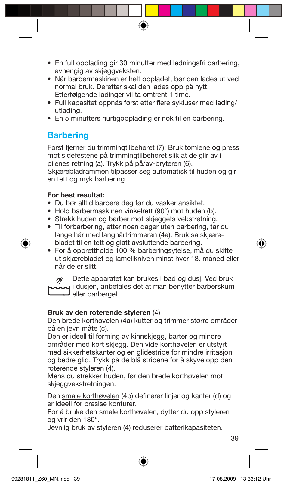 Barbering | Braun Z60 Cruzer4, body&face User Manual | Page 39 / 66