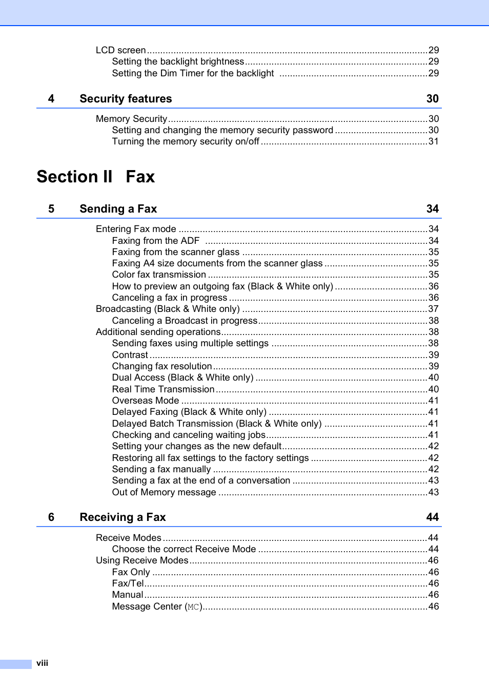 Brother MFC-795CW User Manual | Page 10 / 240