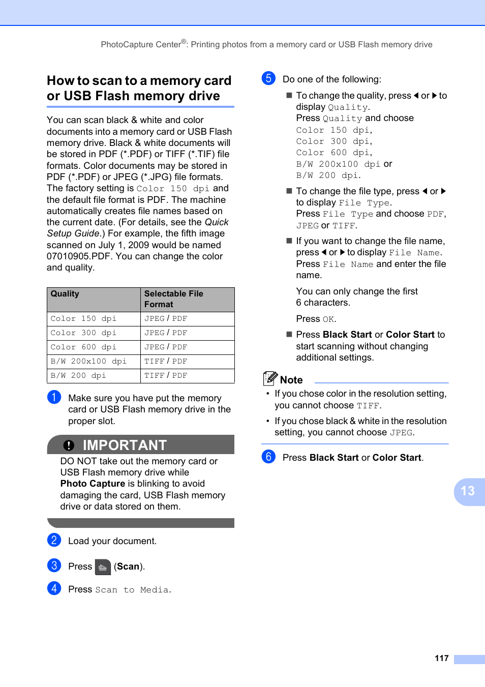 Important | Brother MFC-795CW User Manual | Page 133 / 240