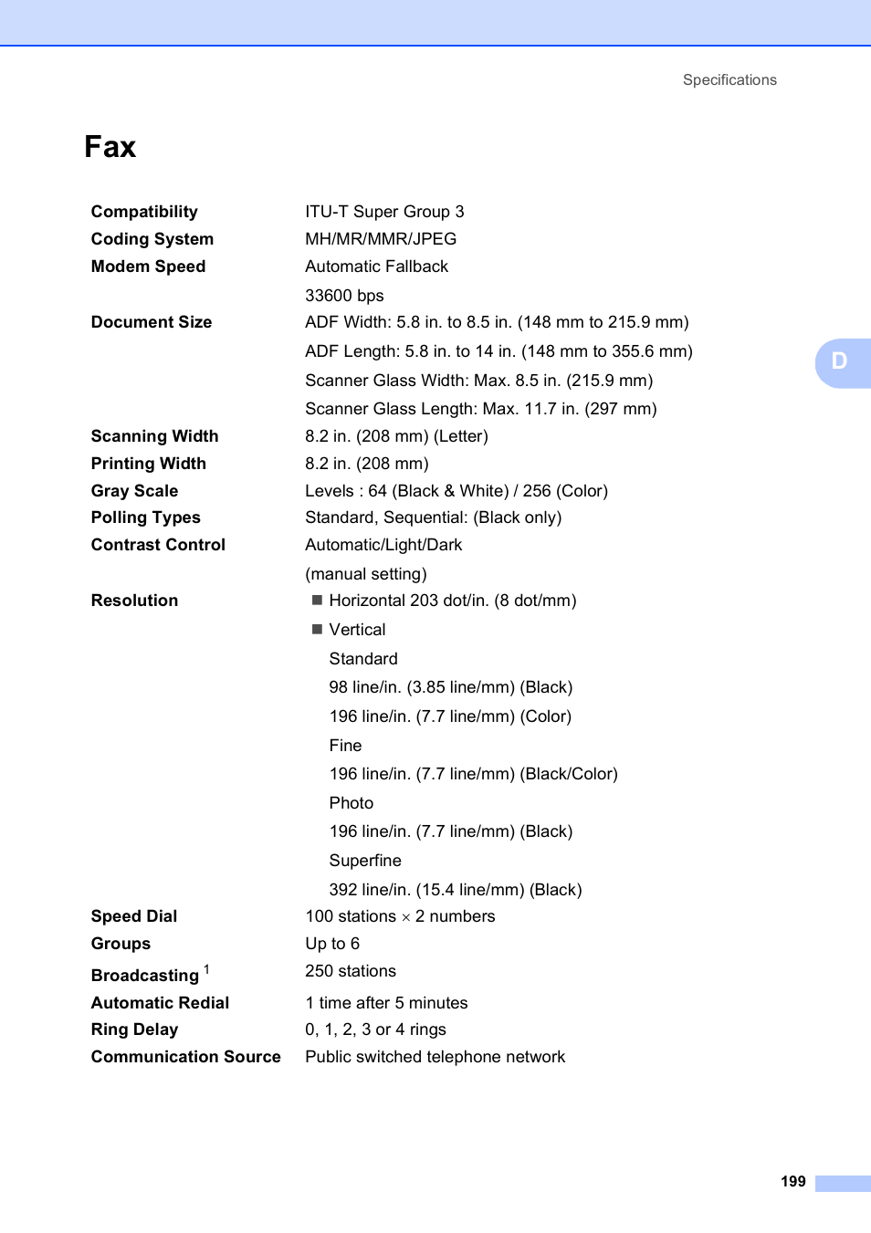 Brother MFC-795CW User Manual | Page 215 / 240