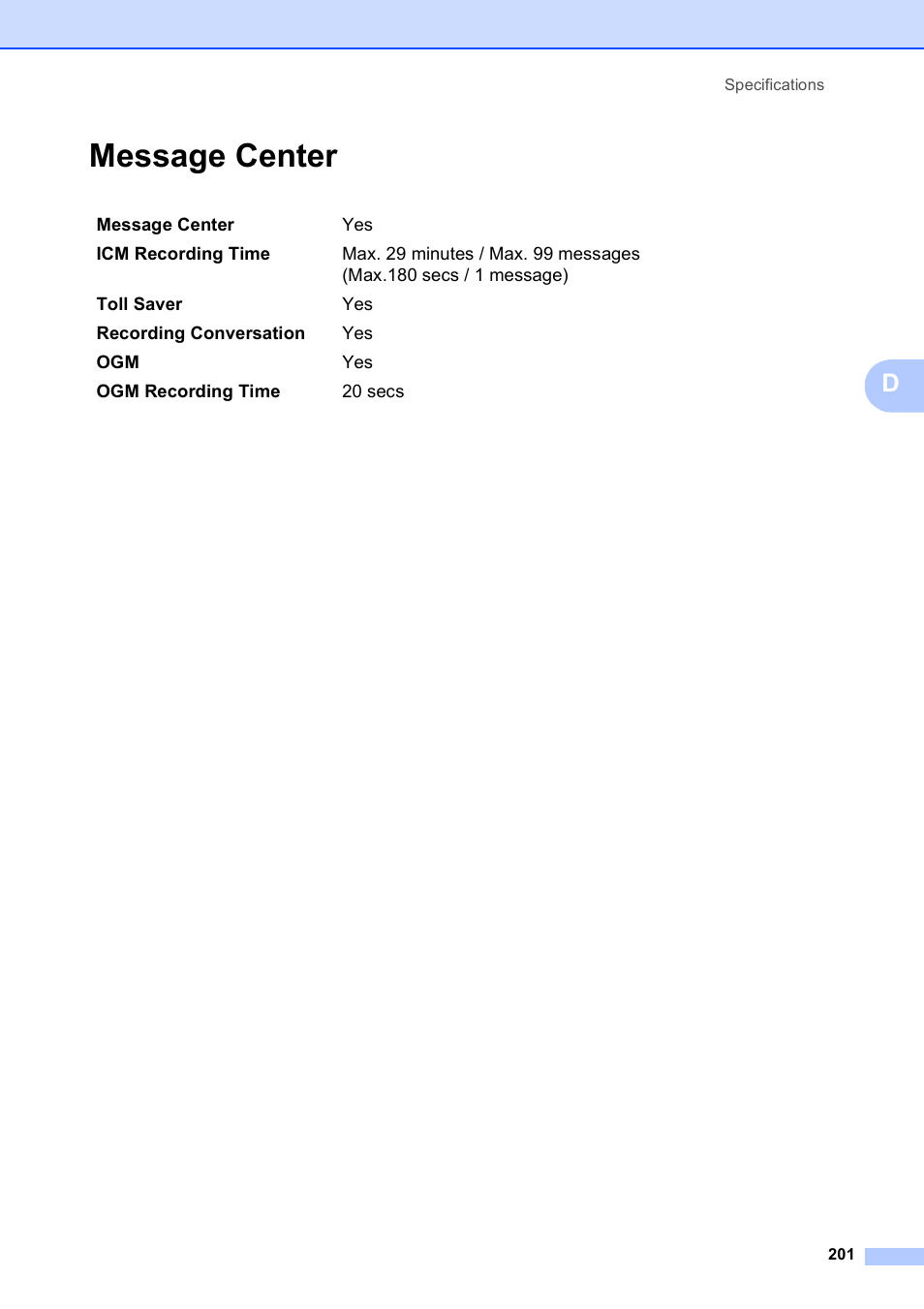 Message center | Brother MFC-795CW User Manual | Page 217 / 240