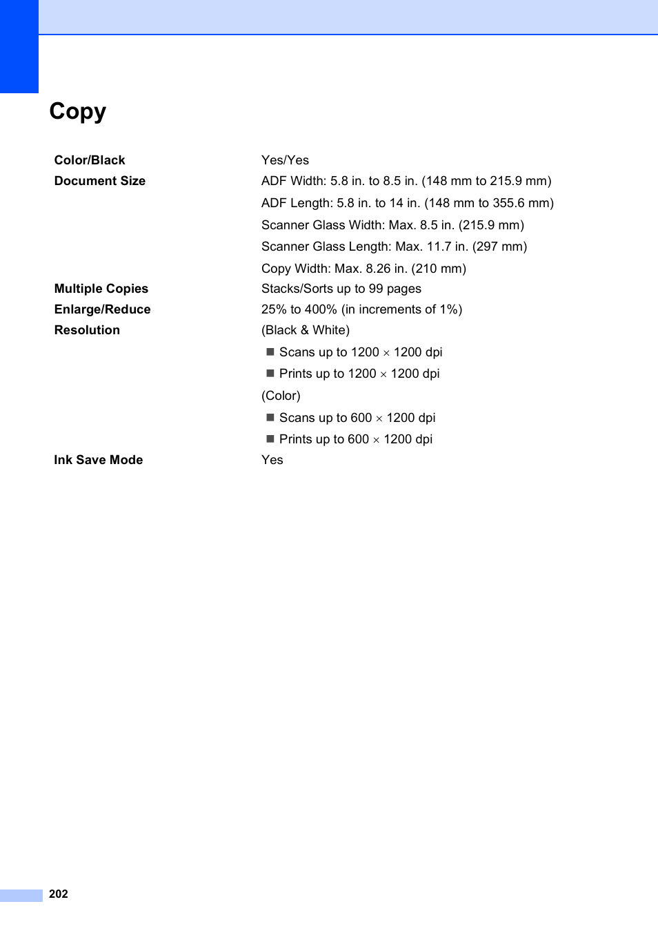 Copy | Brother MFC-795CW User Manual | Page 218 / 240