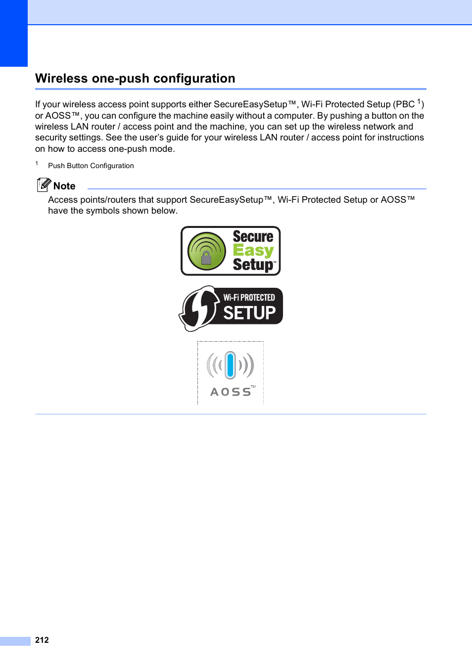 Wireless one-push configuration | Brother MFC-795CW User Manual | Page 228 / 240