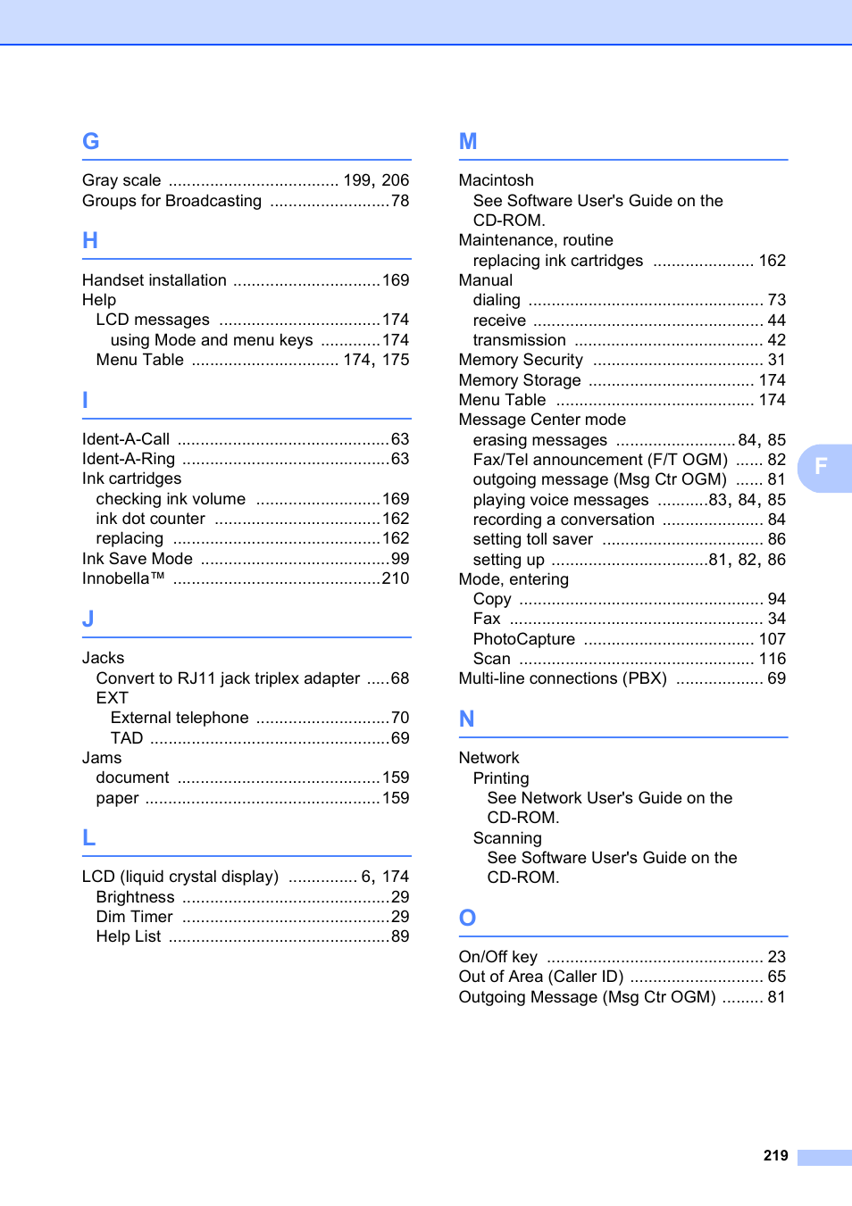 Brother MFC-795CW User Manual | Page 235 / 240