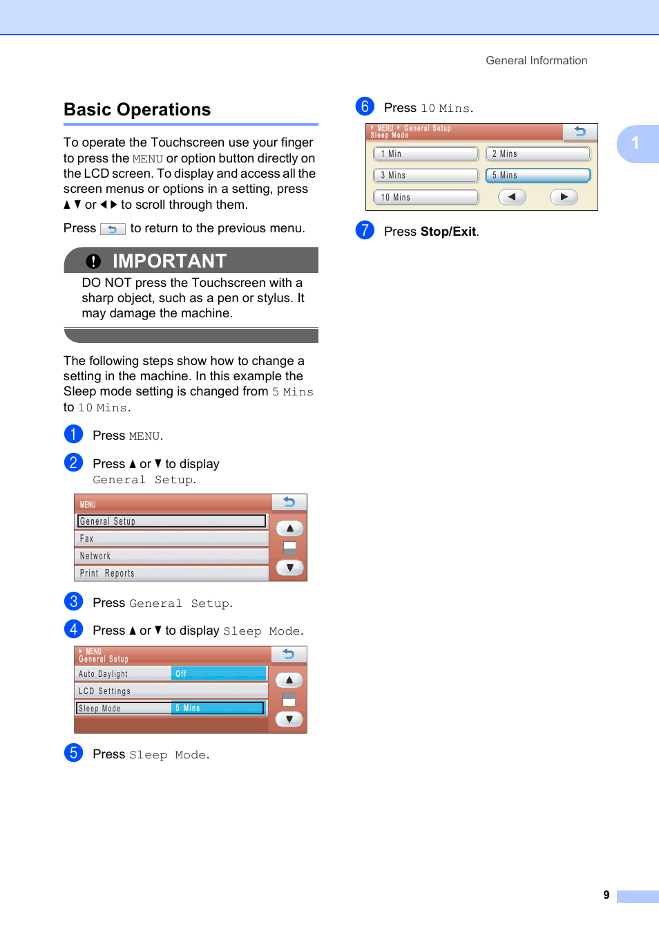 Basic operations, Important, 1basic operations | Brother MFC-795CW User Manual | Page 25 / 240
