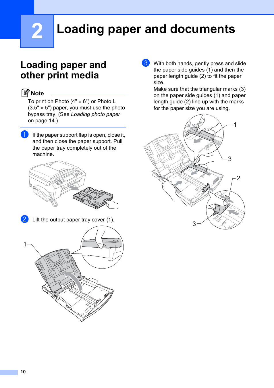 2 loading paper and documents, Loading paper and other print media, Loading paper and documents | Brother MFC-795CW User Manual | Page 26 / 240