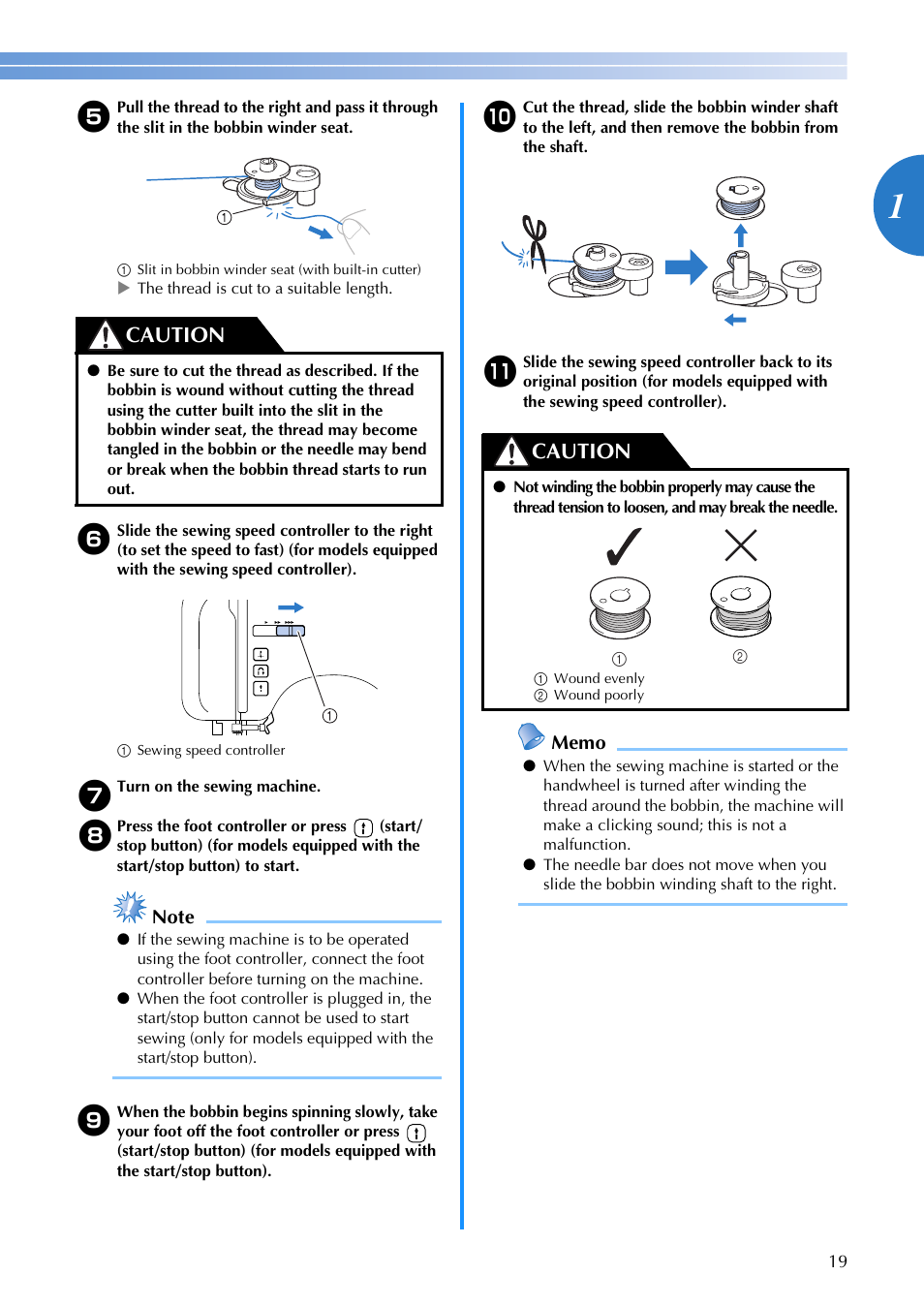Caution | Brother XR1300 User Manual | Page 21 / 112
