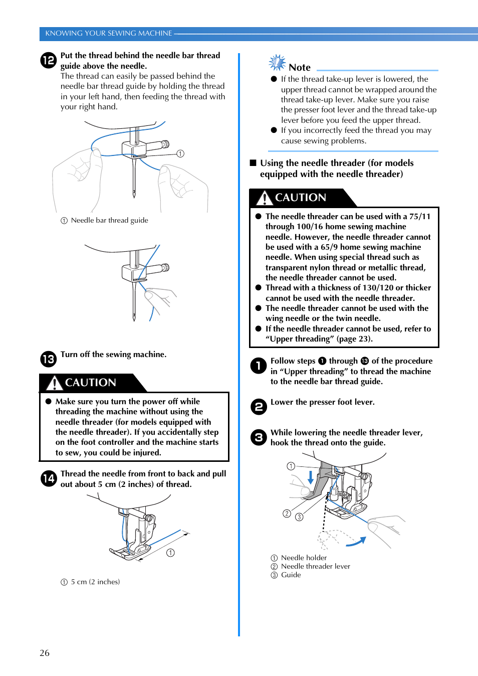 Caution | Brother XR1300 User Manual | Page 28 / 112
