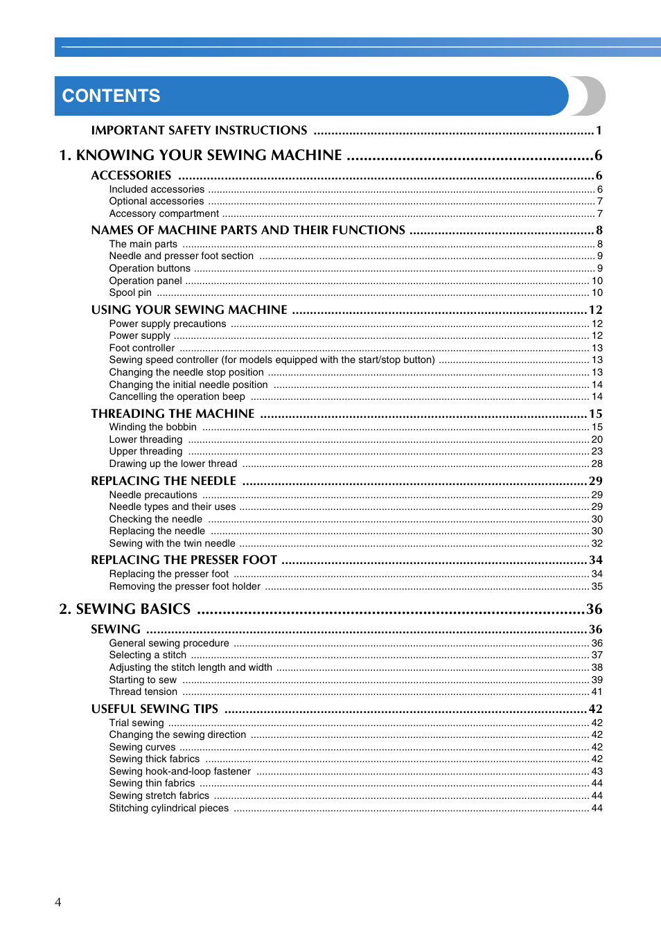 Brother XR1300 User Manual | Page 6 / 112