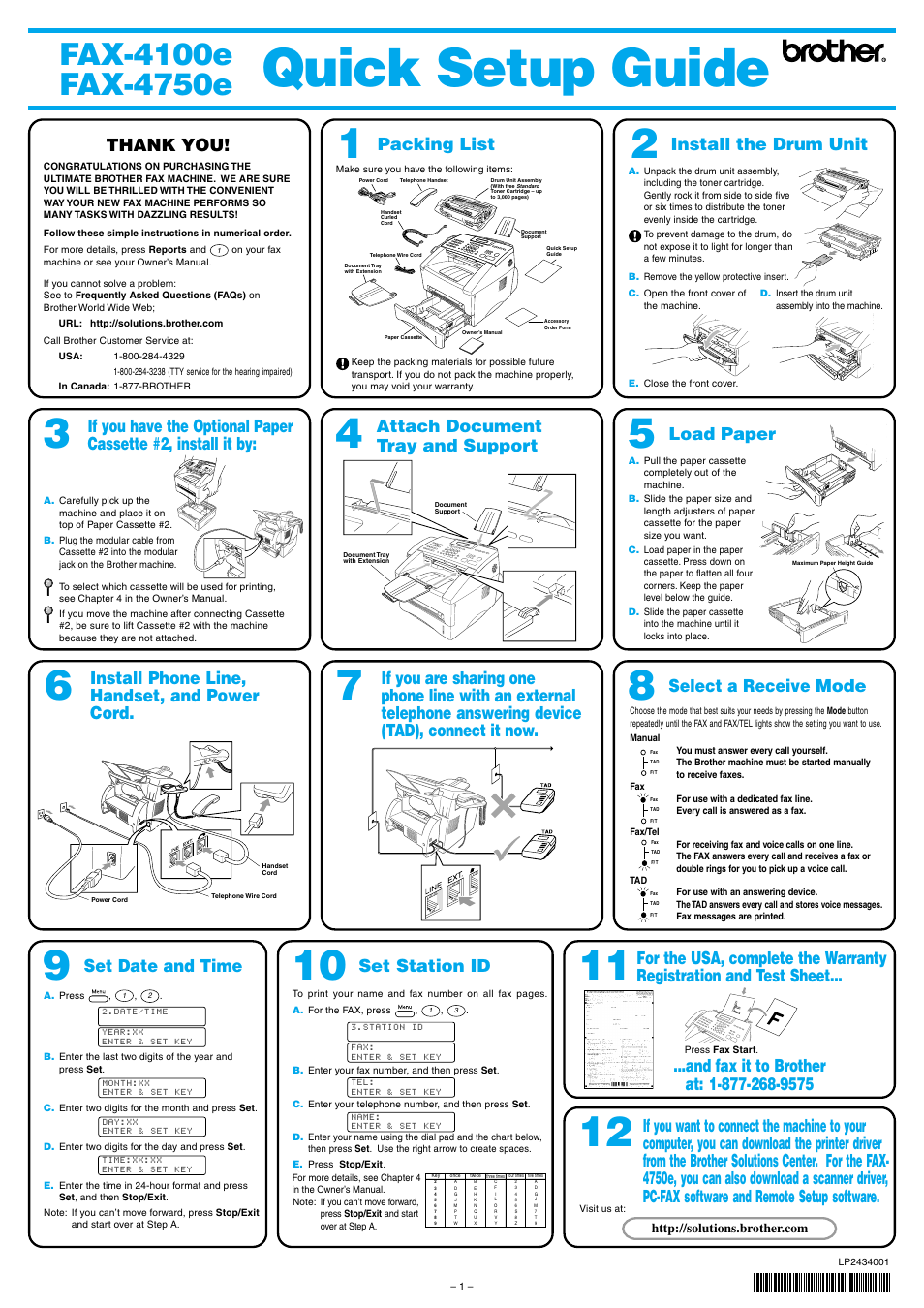 Brother IntelliFAX 4100e User Manual | 1 page