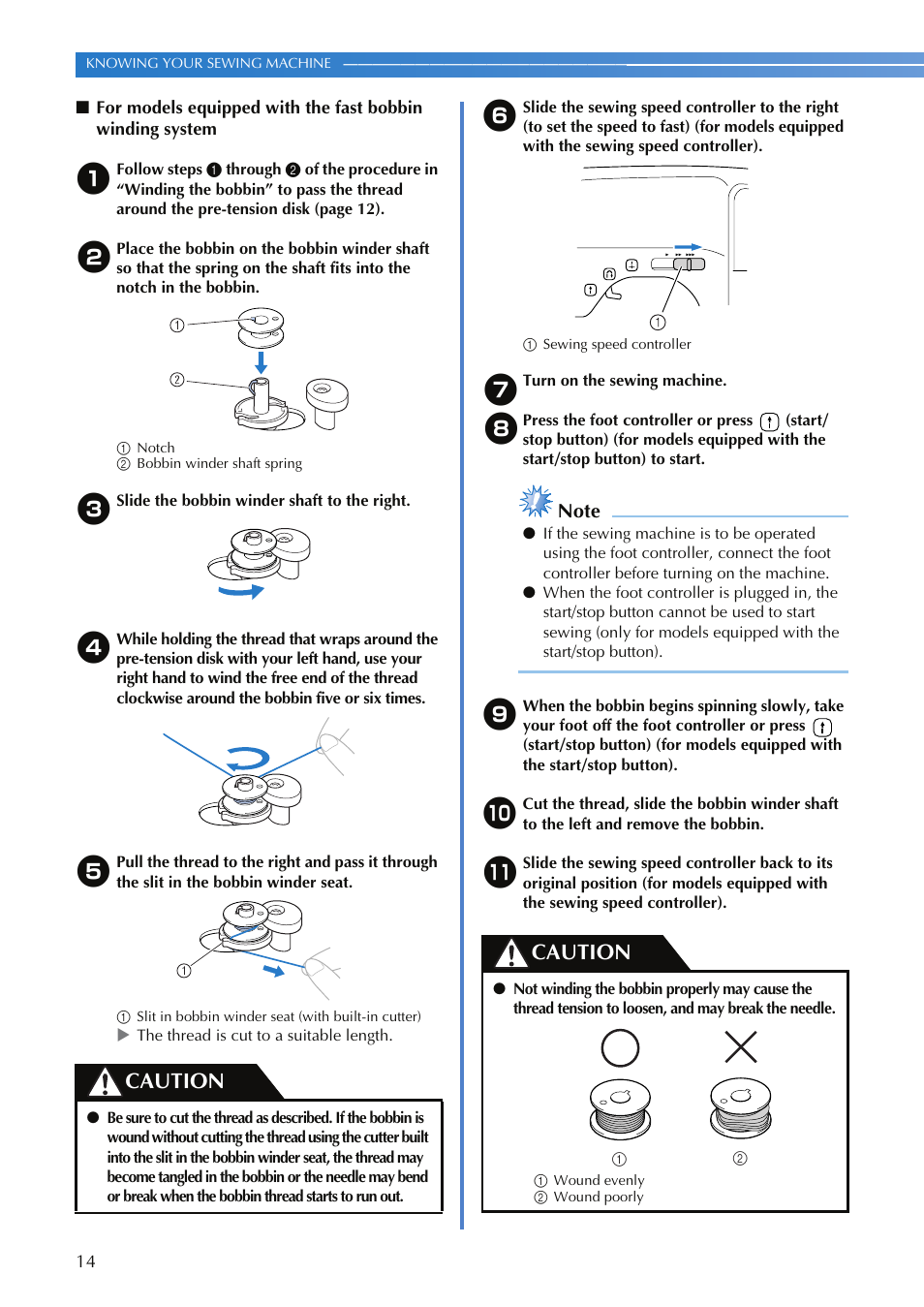 Caution | Brother HS-3000 User Manual | Page 16 / 80