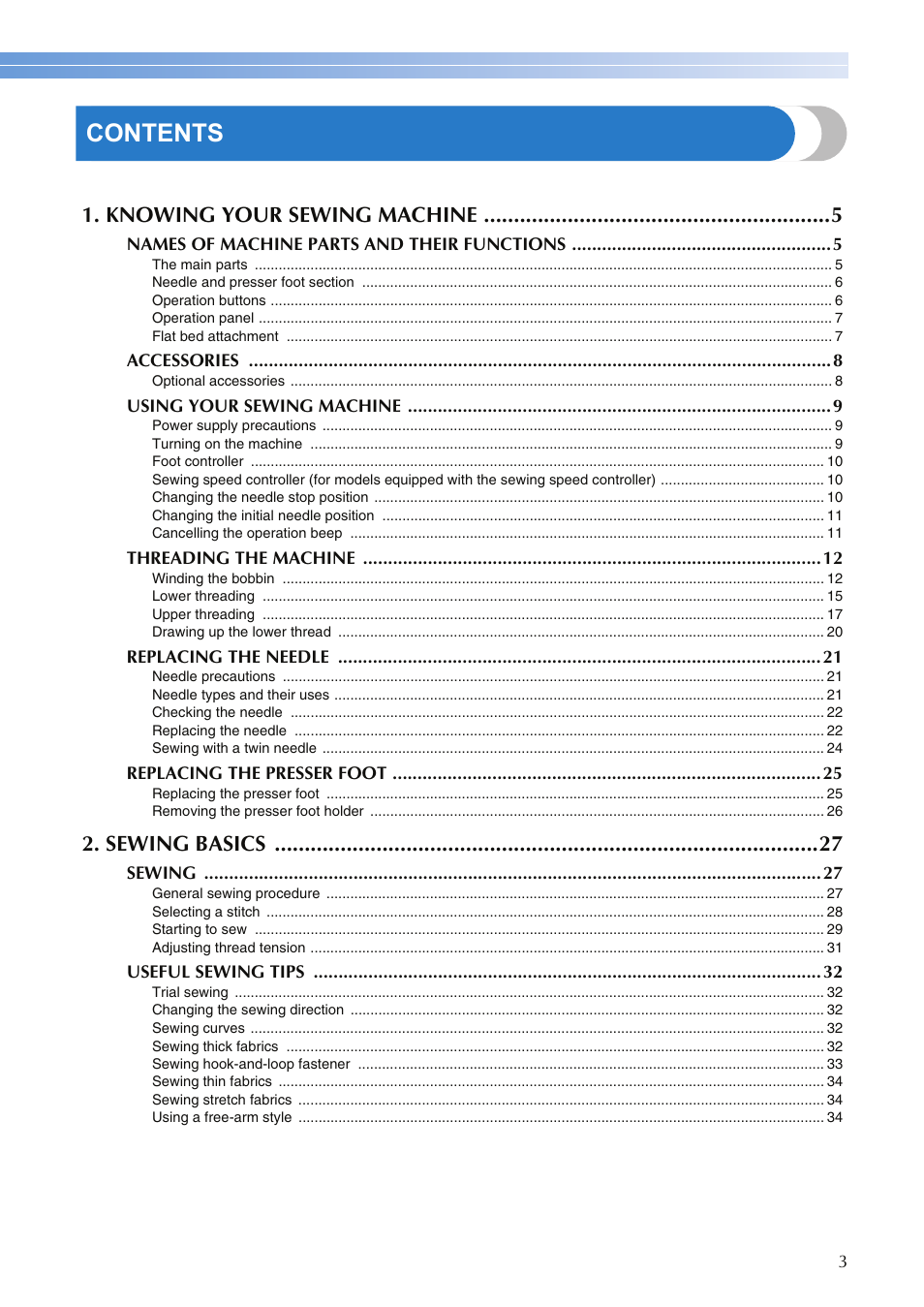 Brother HS-3000 User Manual | Page 5 / 80