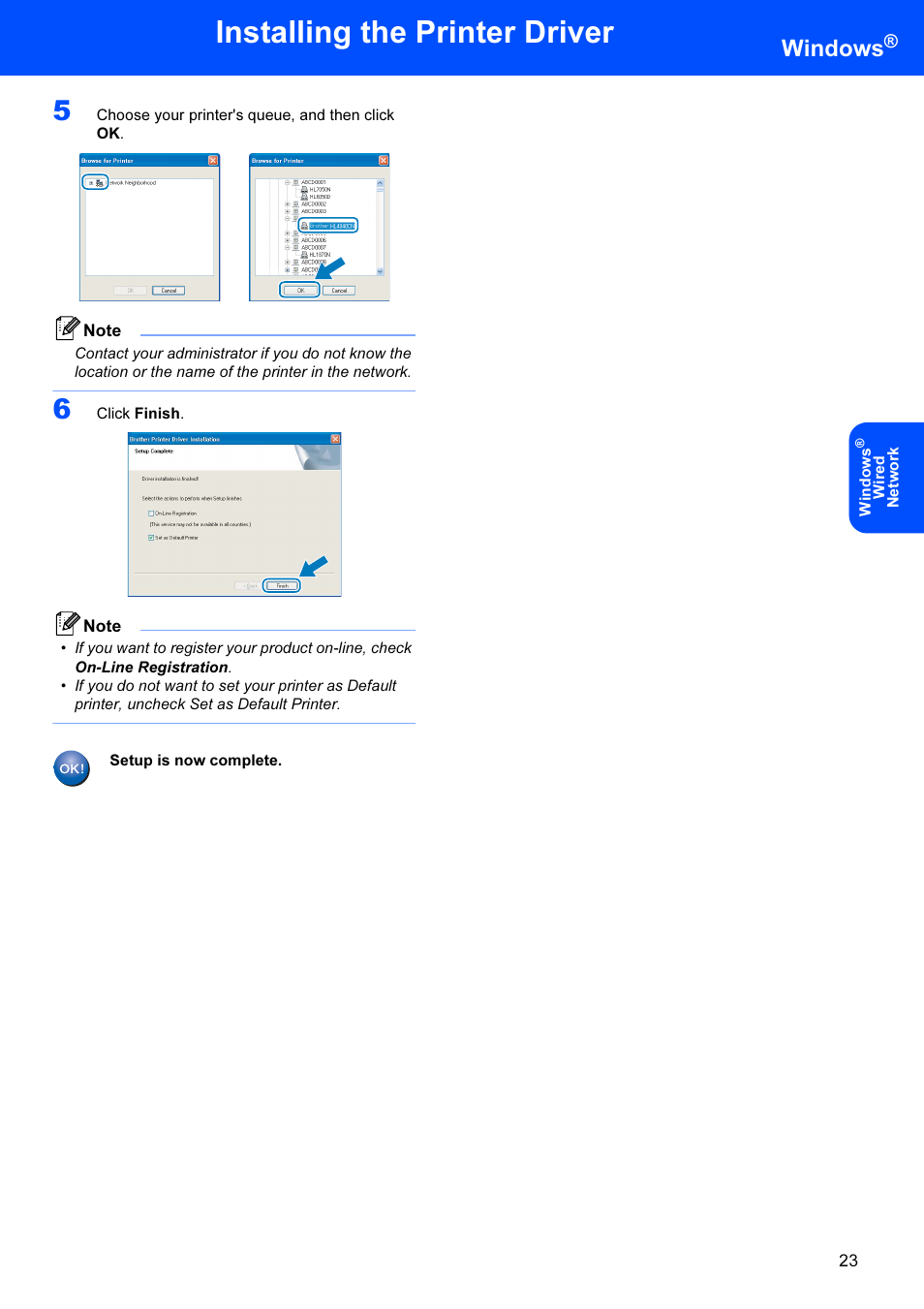 Installing the printer driver, Windows | Brother HL-4070CDW User Manual | Page 25 / 71