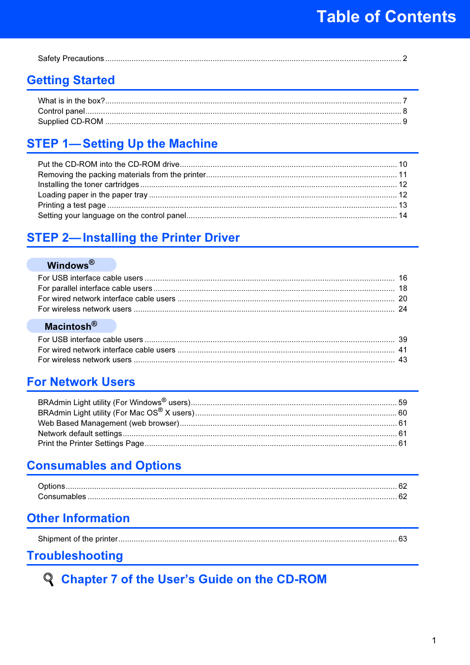 Brother HL-4070CDW User Manual | Page 3 / 71