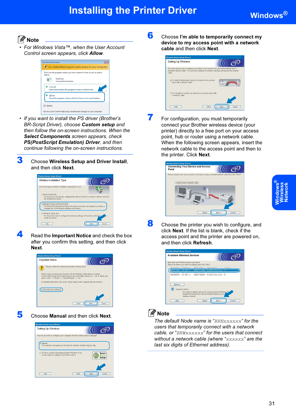Installing the printer driver, Windows | Brother HL-4070CDW User Manual | Page 33 / 71
