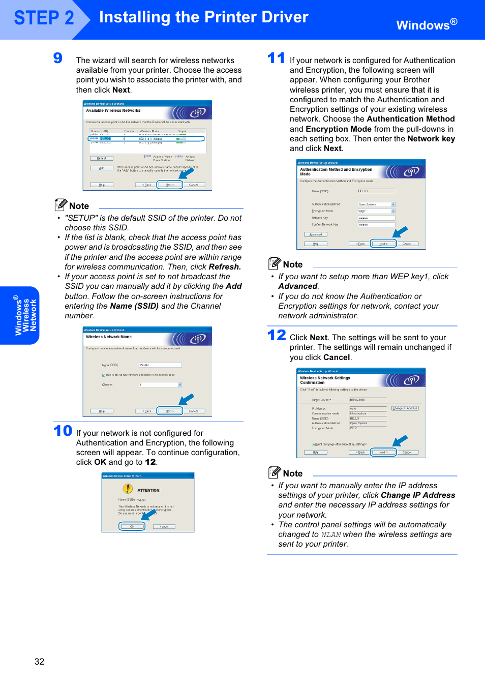 Step 2, Installing the printer driver, Windows | Brother HL-4070CDW User Manual | Page 34 / 71