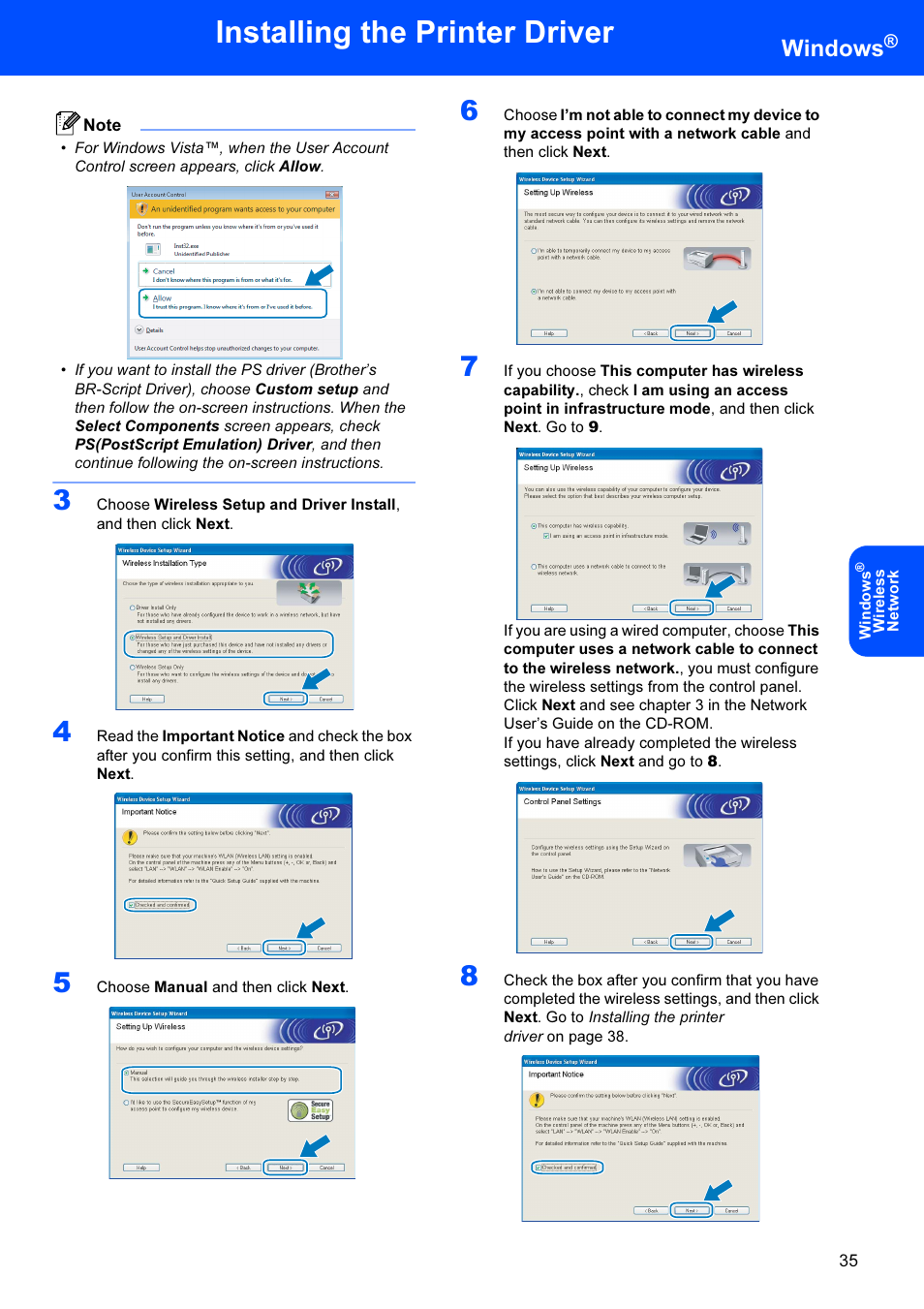 Installing the printer driver, Windows | Brother HL-4070CDW User Manual | Page 37 / 71