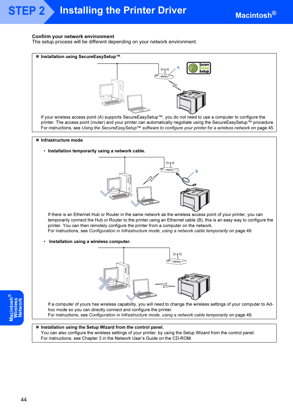 Step 2, Installing the printer driver, Macintosh | Brother HL-4070CDW User Manual | Page 46 / 71