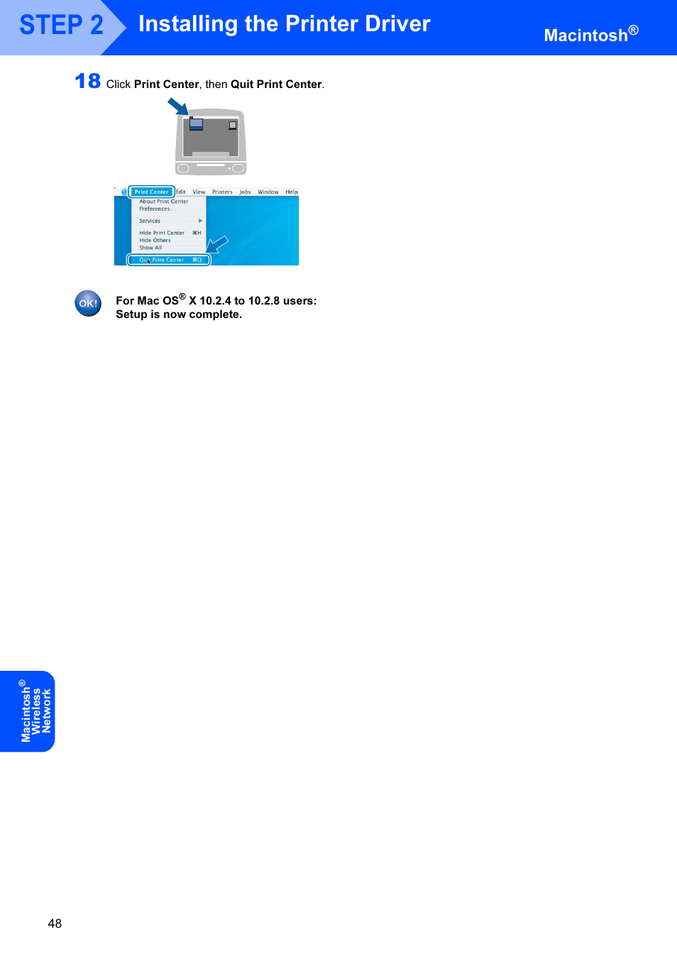 Step 2, Installing the printer driver, Macintosh | Brother HL-4070CDW User Manual | Page 50 / 71